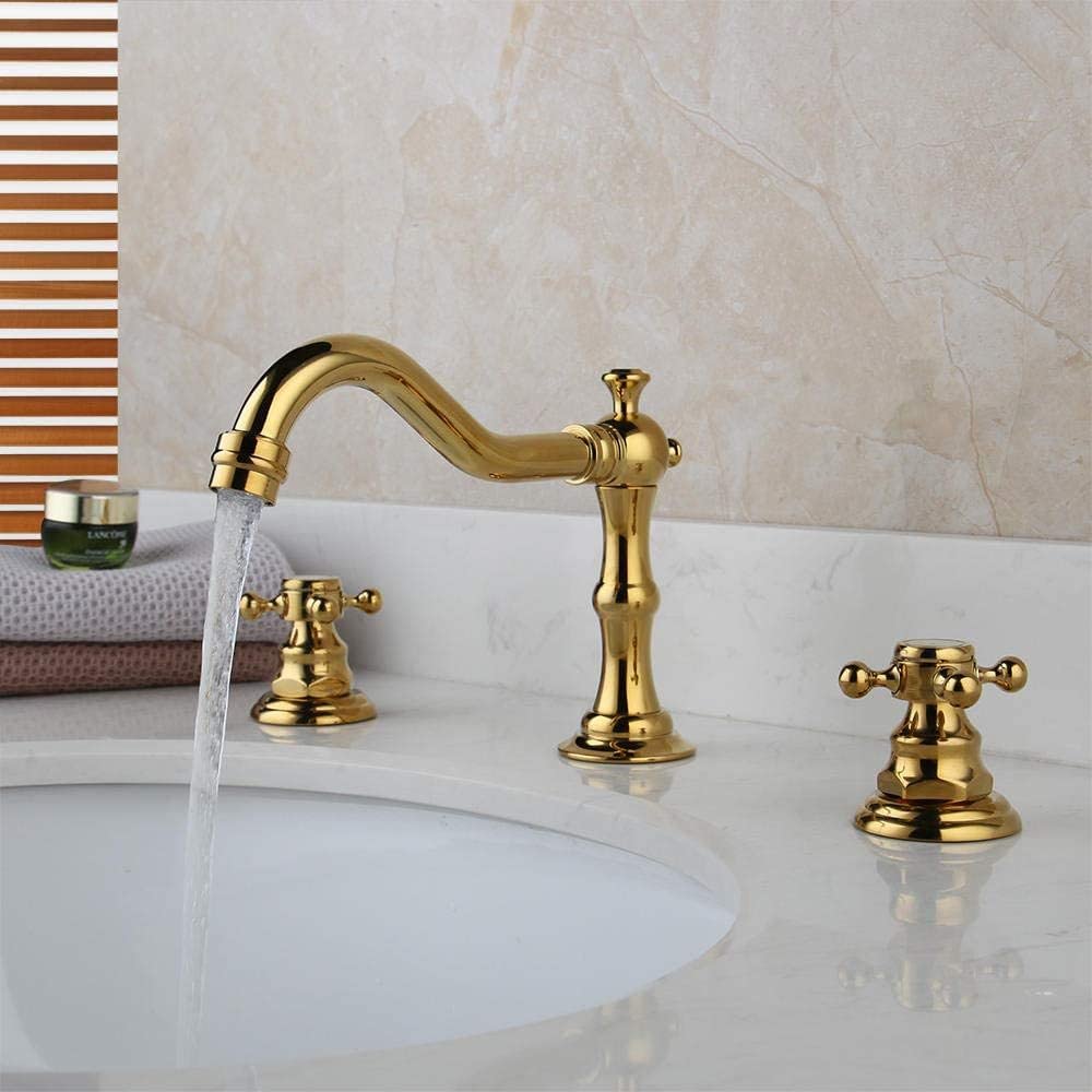 Robinet de salle de bains or anti calcaire à double commande