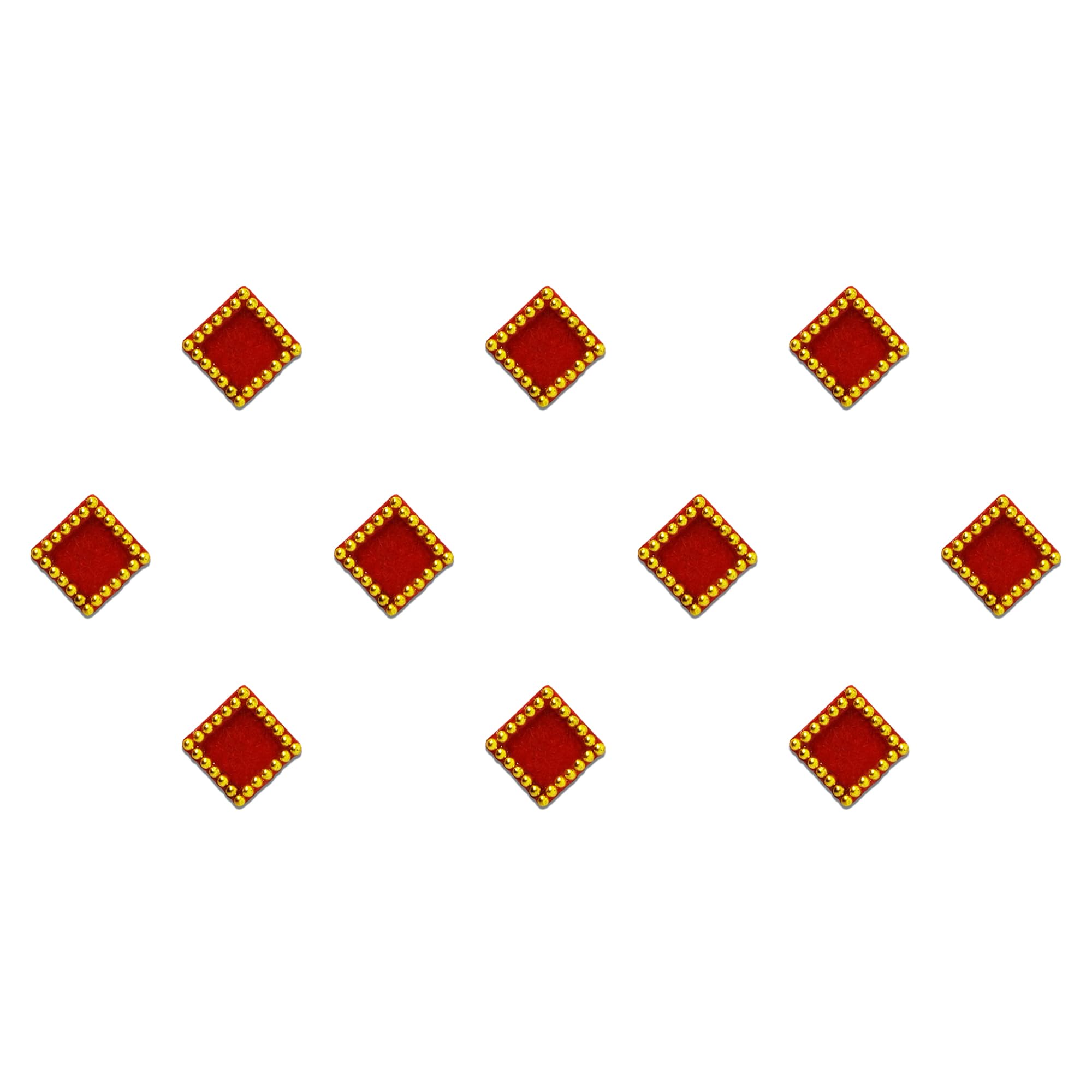 Comet Busters Red Square Bindis With Gold Beads Border (BV807)-image-32