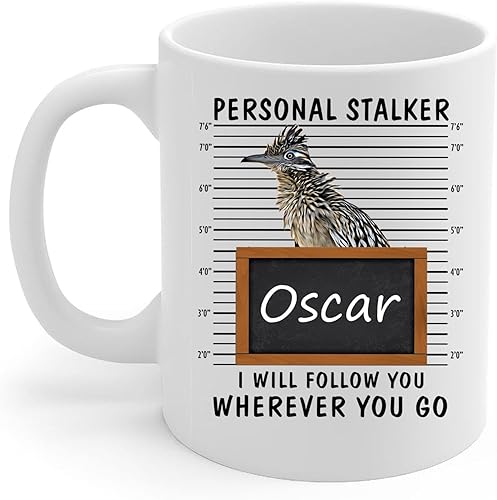 Miniatura 1 de Lovesout Personal Stalker I Will Follow You Roadrunner - Taza de café con nombre personalizado, taza de cerámica blanca, 11 onzas