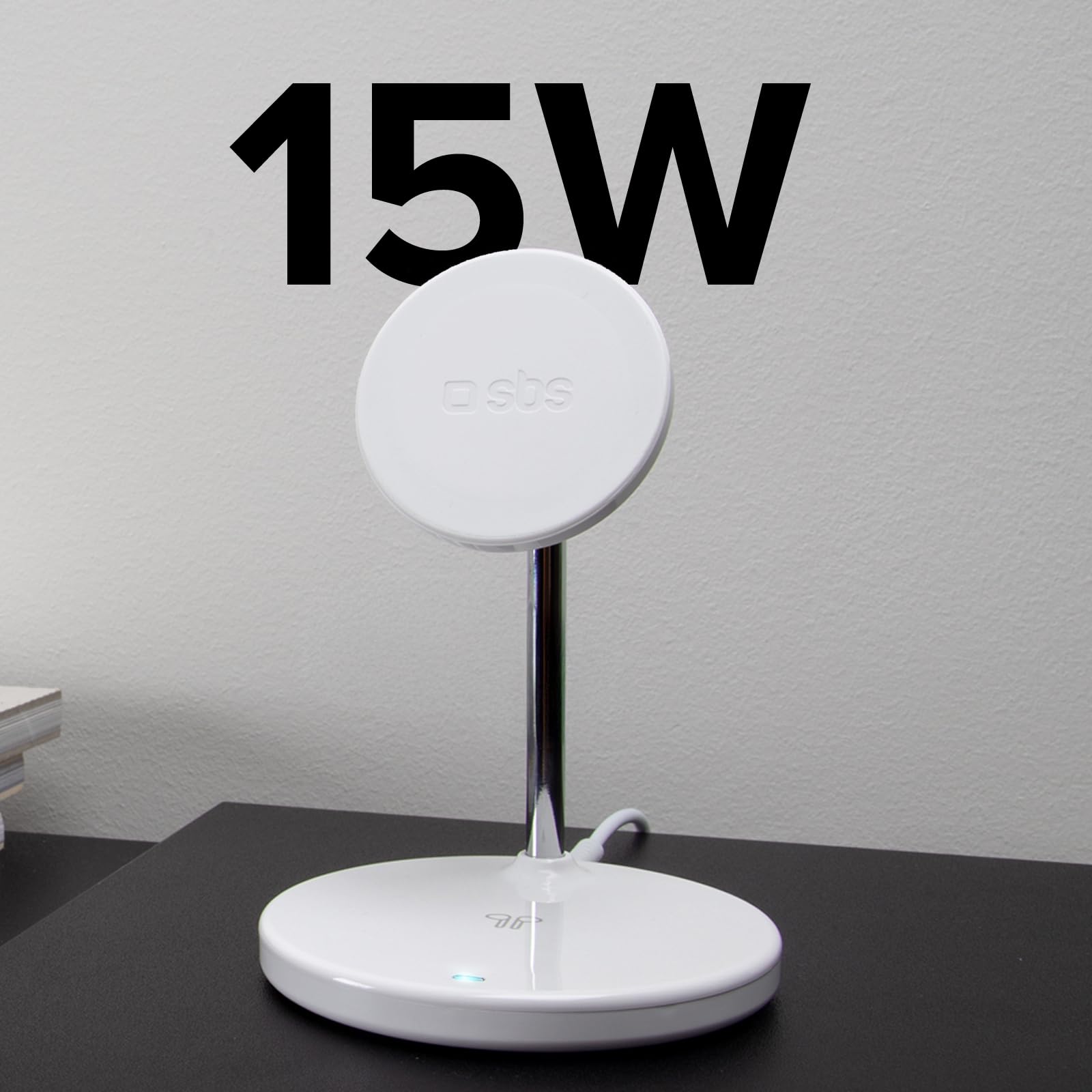 SBS Stazione Ricarica Wireless 2in1, Ricarica Rapida 15W, MagSafe, Doppia Carica Smartphone Magnetico 15W e Cuffie 5W, Automatic Detection System (ADS), Design Minimal, Bianco | Doppia Carica Smartphone Magnetico 15W e Cuffie 5W, Automatic Detection Syste