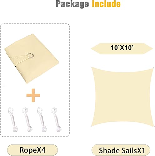 Miniatura 6 de NyShine Toldo impermeable de 10 x 10 pies, rectangular, con bloqueo UV, refugio para patio al aire libre, patio, césped, jardín, cochera