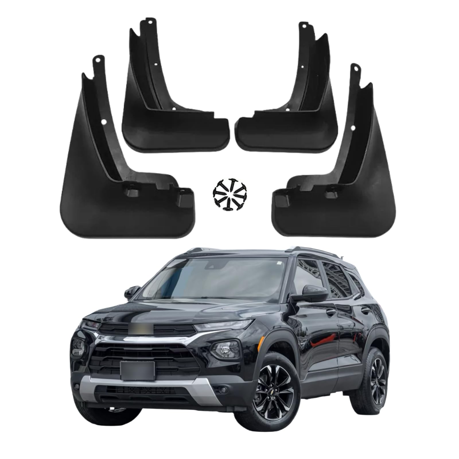 No Drill Mud Flaps Splash Guards Compatible with 2026 Chevrolet Chevy Trailblazer Accessories 2021-2025，OEM Style Textured Black Custom Fit All Weather Exterior Accessories(4PCS)