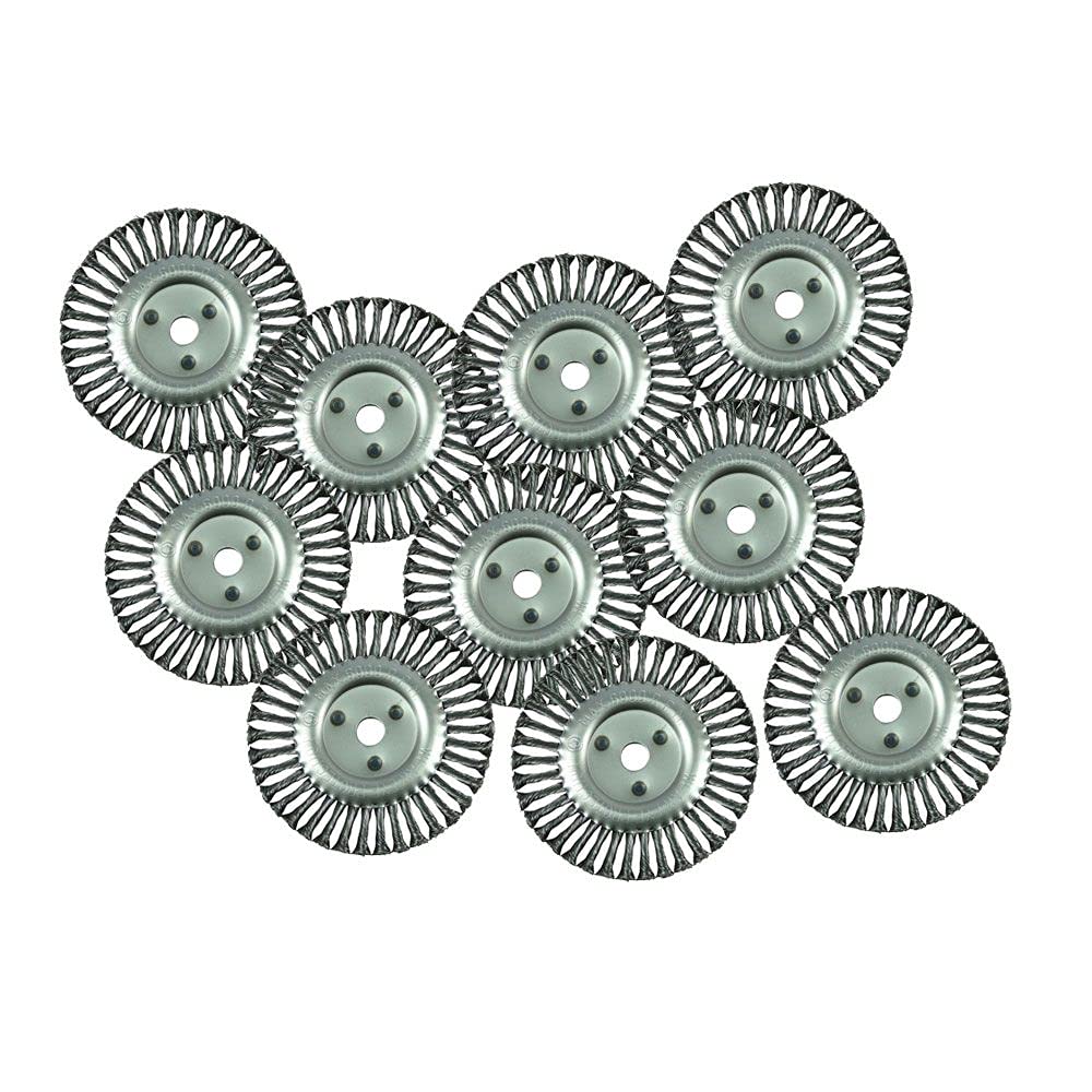 Wheely Joe 8 inch Knotted Wire Wheel: 7/8ths Arbor with 5/8 and 1/2 Spacer Fits Billy Goat Grazor and Landshark (10)
