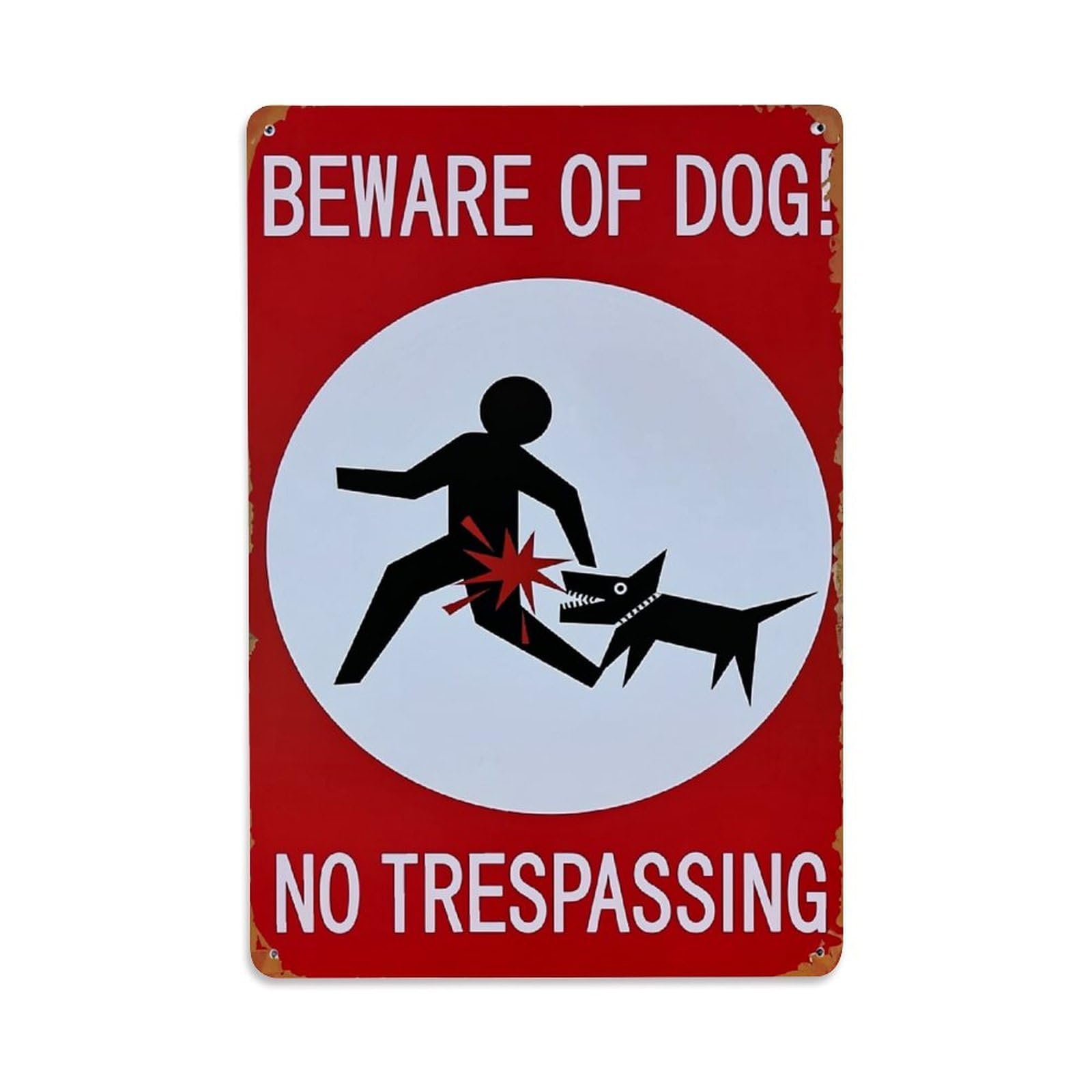 Beware Of Dog No Trespassing Tin Sign Metal Poster Vintage Metal Signs for Home Man Cave Bar Cafe Kitchen laundry room Wall Decorations Gift 8x12Inch