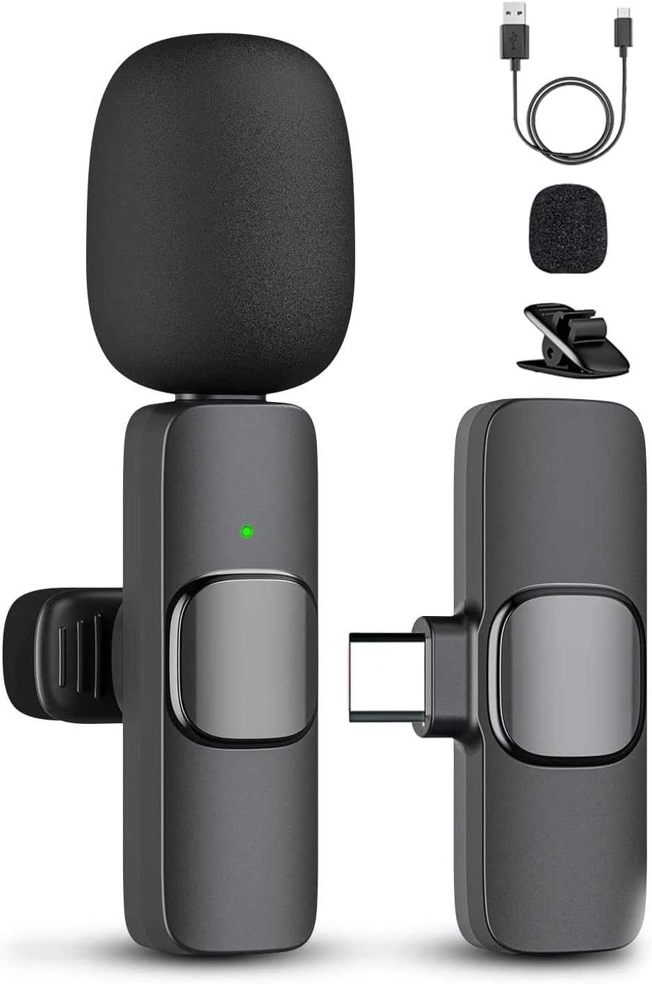 Caiord Professional Wireless Lavalier Microphone for Android, Cordless Omnidirectional Clip Mic, Plug-Play Microphone for Interview Video Podcast Vlog YouTube K3