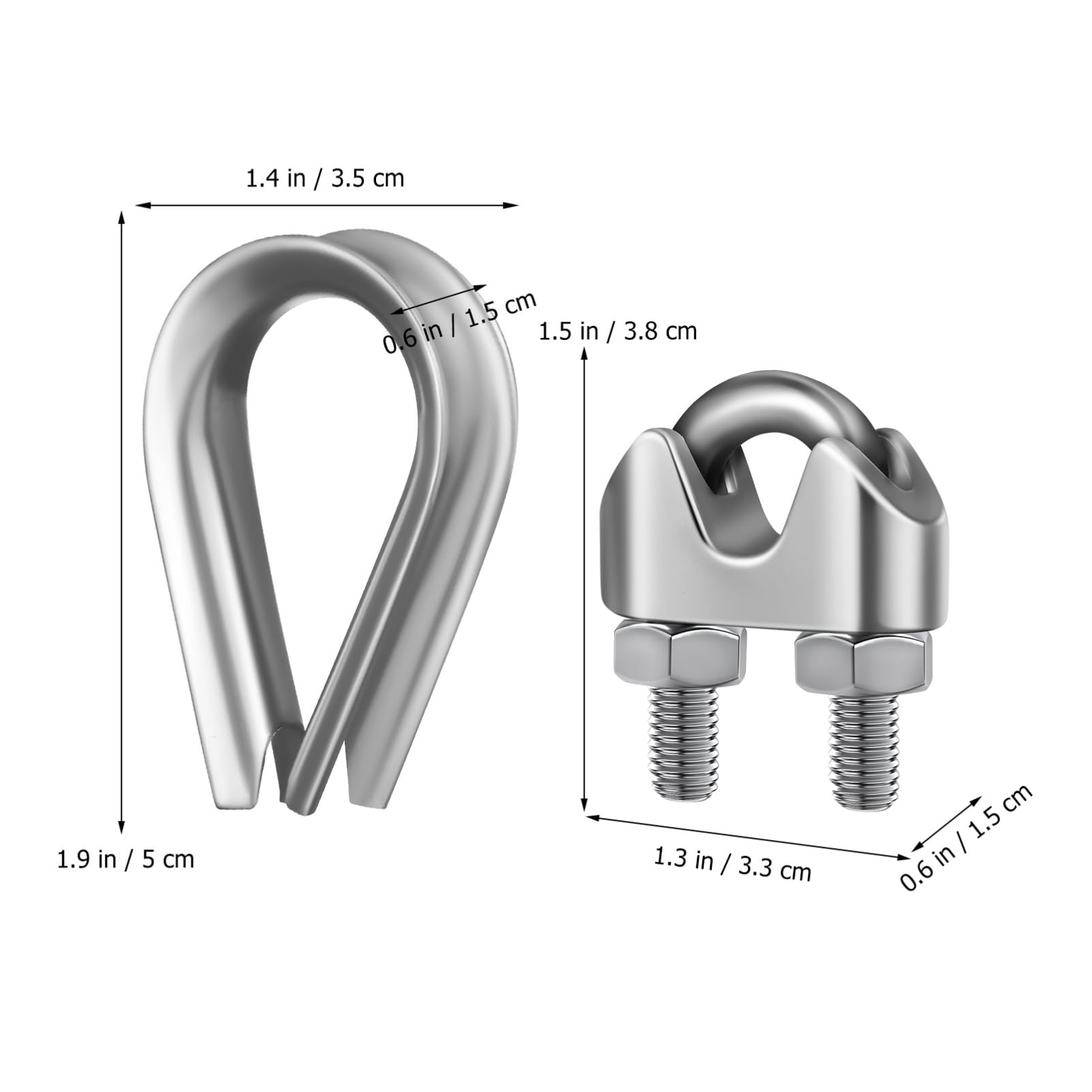 JECOMPRIS 14 Pcs M8 Stainless Steel Wire Rope Cable Clip Clamp U-Bolt Saddle Fasteners for Tent Ropes,Wire Ropes,Wire and Cable