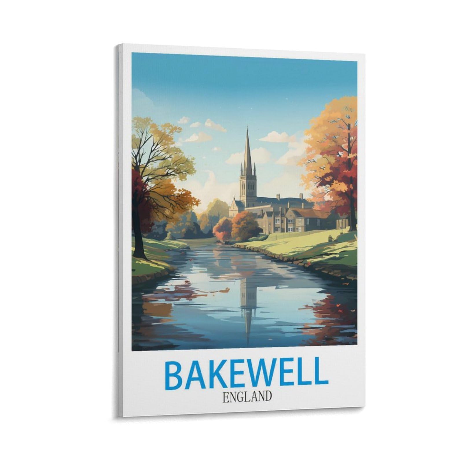 ZBBGGOZ Bakewell England Vintage Travel Posters 08x12inch(20x30cm) Canvas Wall Posters And Art Picture Print Modern Family Bedroom Decor