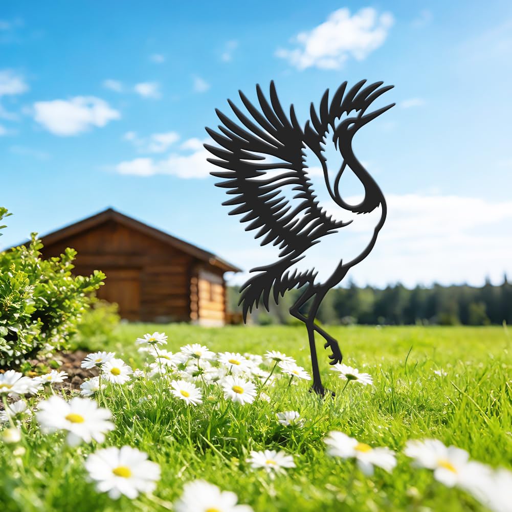 SUPERDANT Decorative Garden Stakes Metal Zen Lawn Statue Black Animal Silhouette Lawn Ornaments Black Yard Art for Outdoor Garden Courtyard Patio Grassland Housewarming Gifts