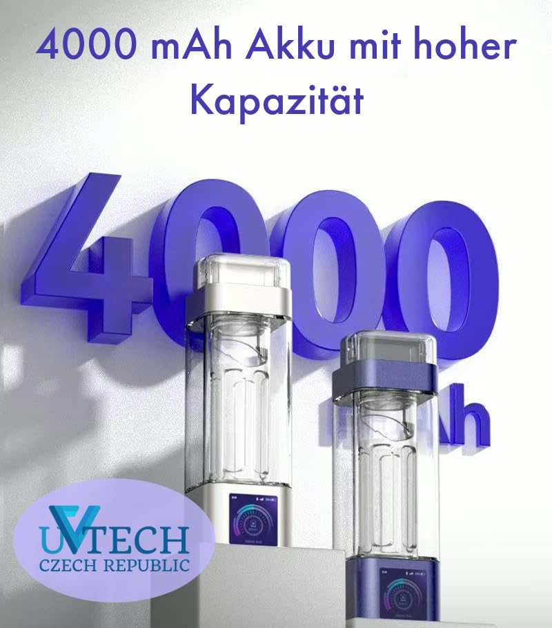Hydrogen-Ultra Générateur d'eau hydrogène d'origine 6000 ppb -600 mV Membrane PEM 350 ml Argenté
