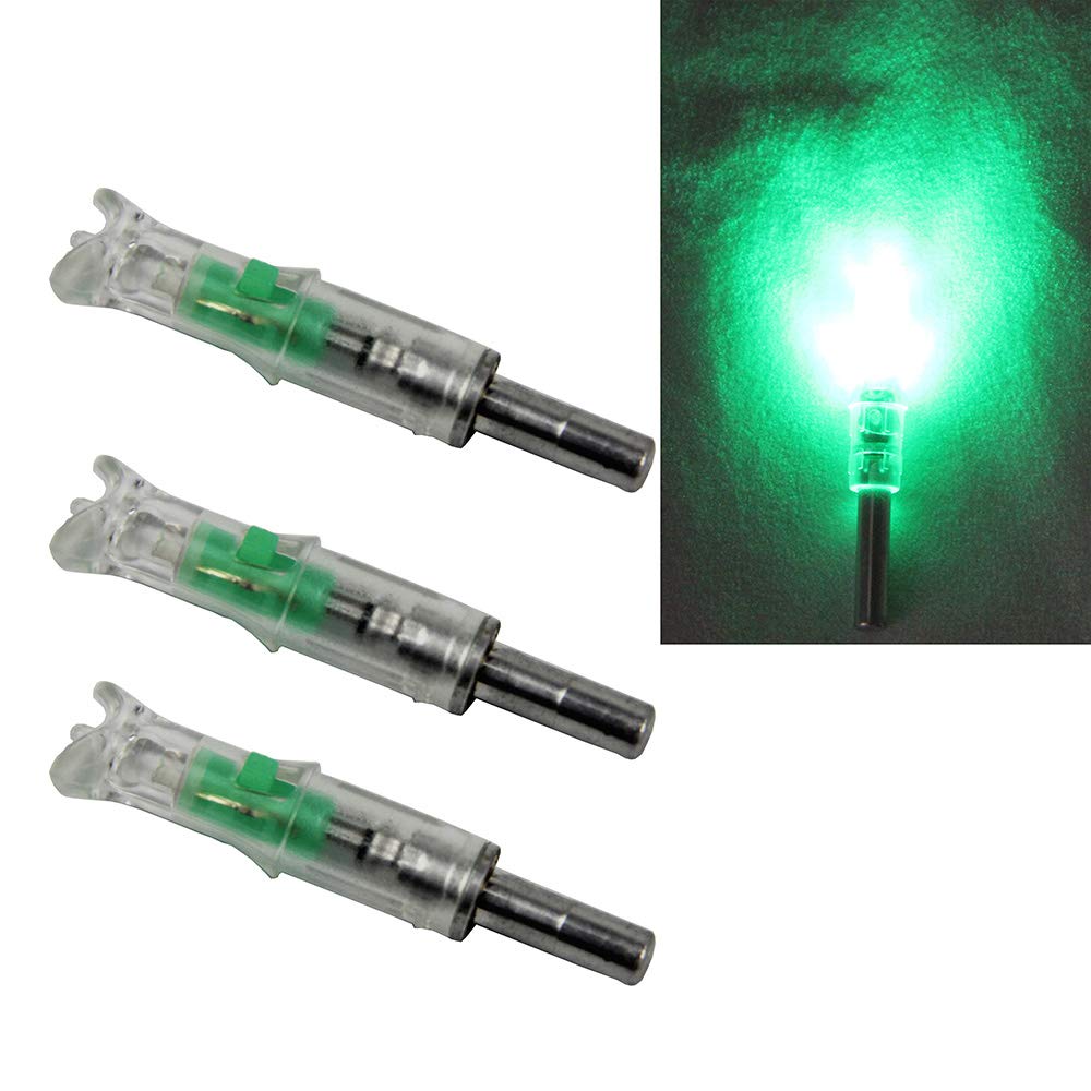 UP100 Battery Replaceable No Wrench 6PCS Automatically Bright LED Luminous Arrow Nock Tail for Archery Arrow Bow Shaft ID .297-.302