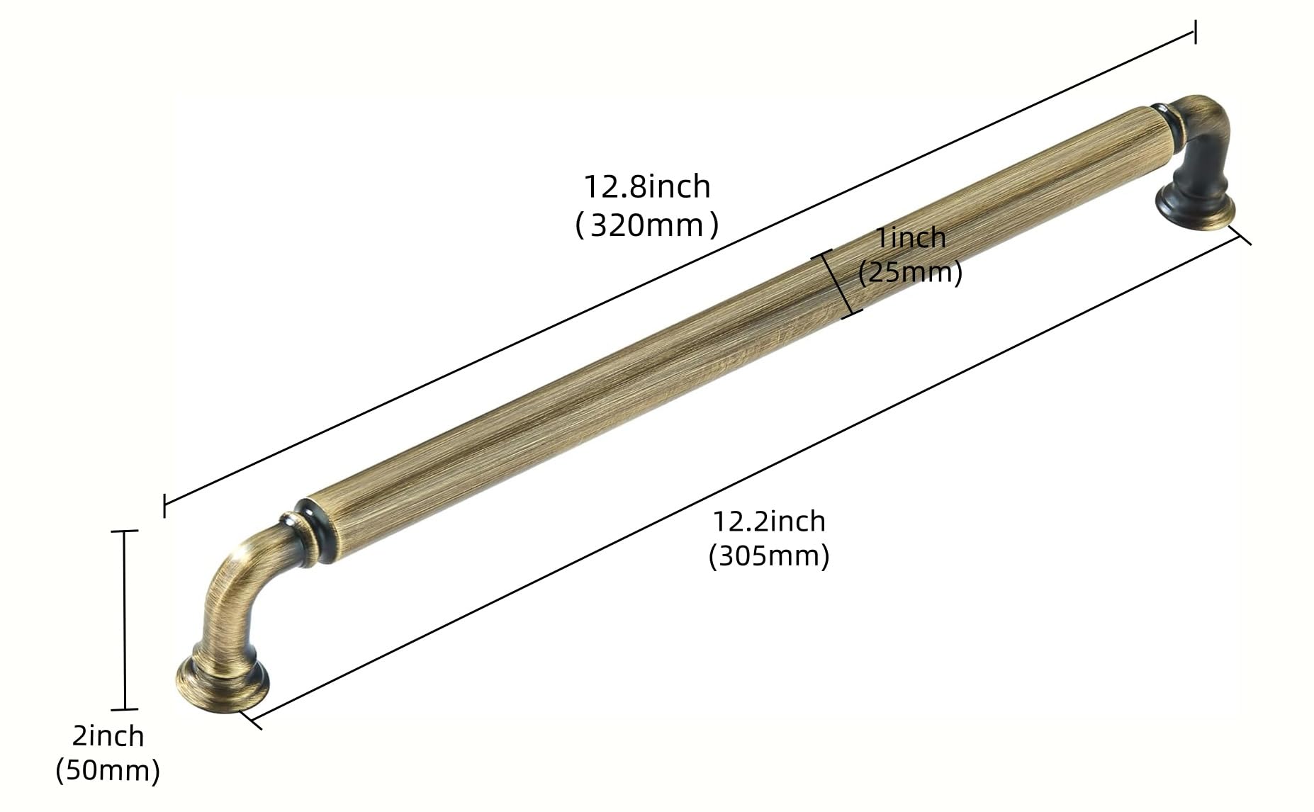 Antique English Brass Appliance Pull - 80279, 12 in (305 mm) — KHTUMEWARE