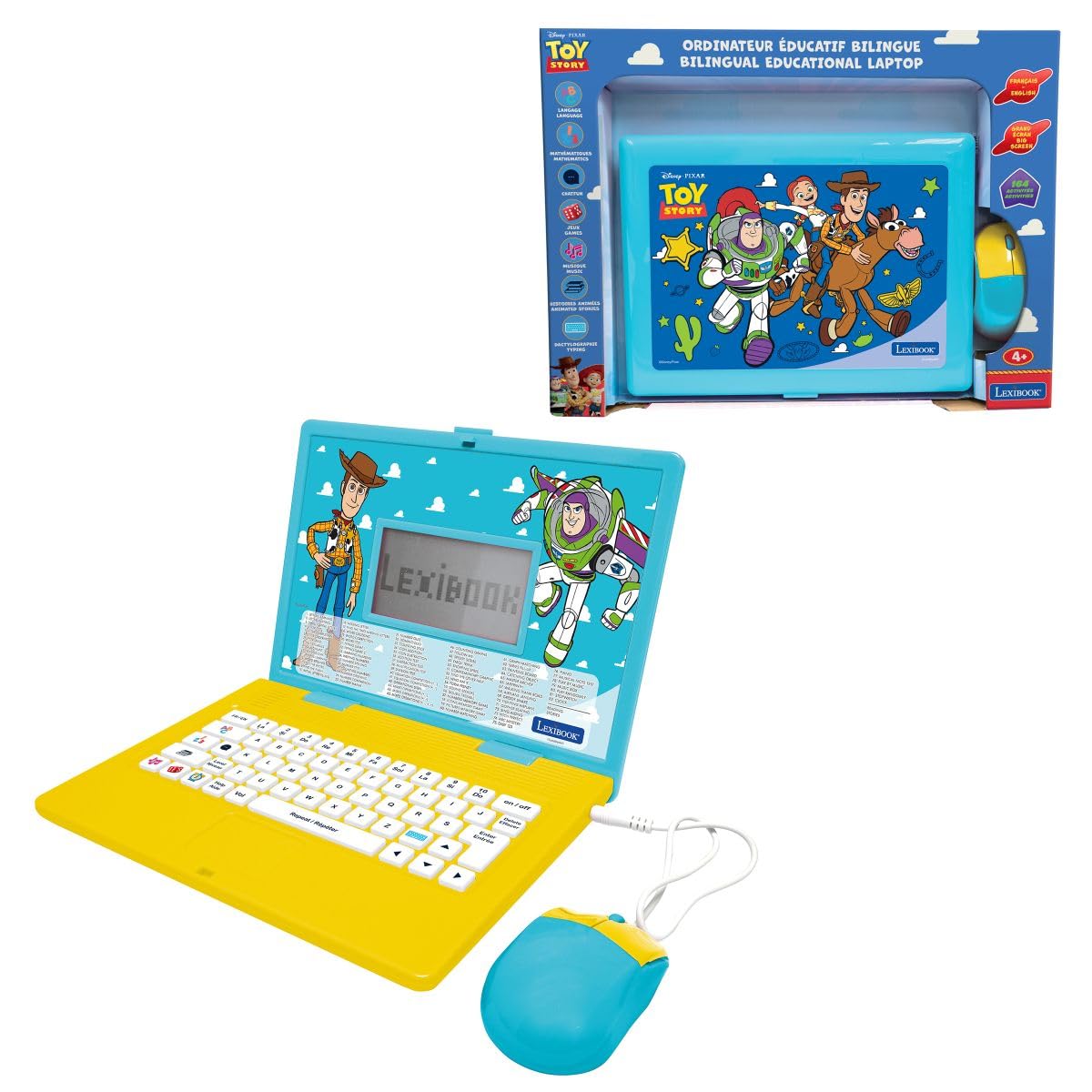 Lexibook, Toy Story Computadora Educativa, JC601TSi1LXB | Inglés/Francés, 164 actividades, Matemáticas, Juegos de lógica, Modo de música, Pantalla LCD