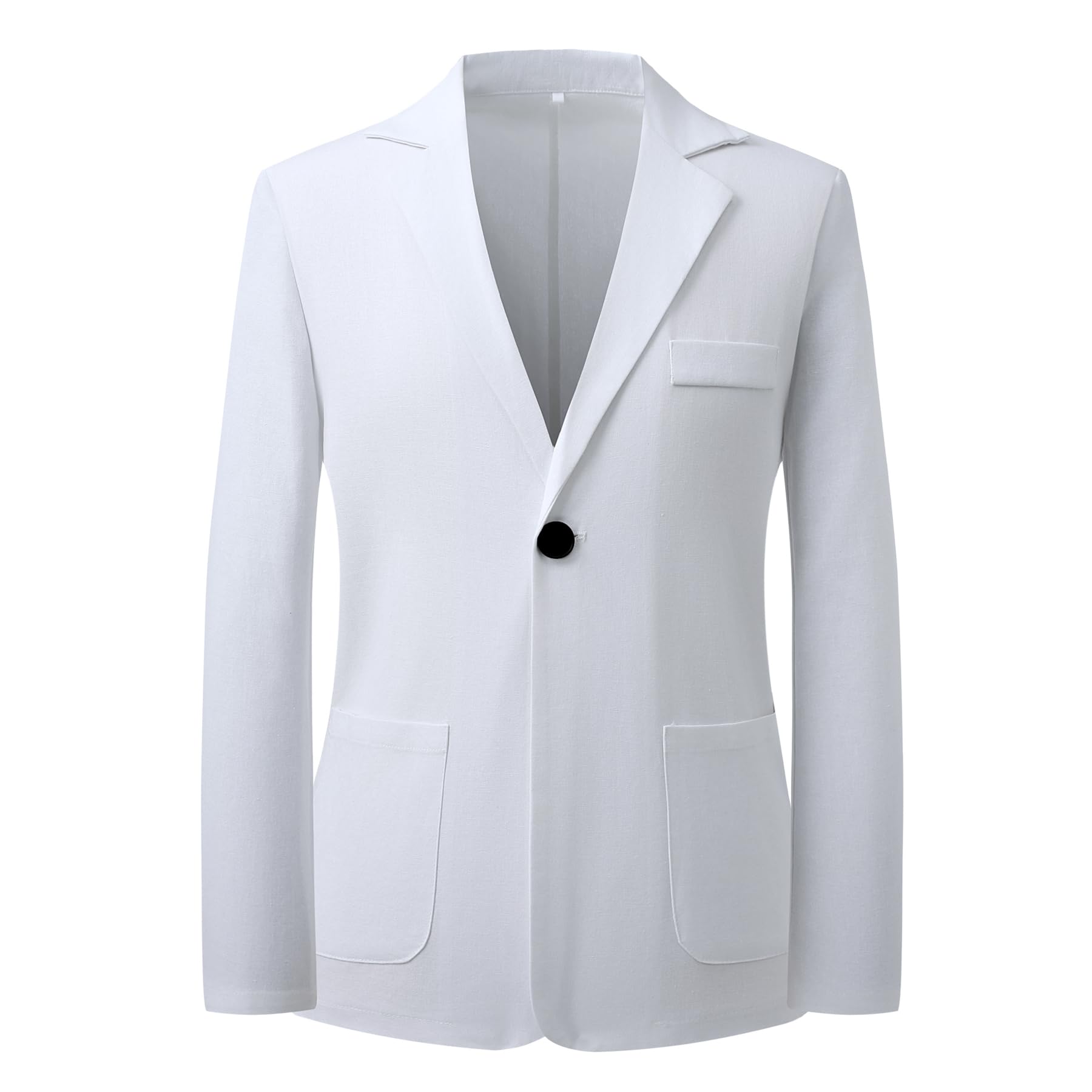 YFFUSHI Blazer da Uomo in Lino Giacca Sportiva Leggera con 1 Bottone Giacche da Abito Casual in Tinta Unita Primavera Estate