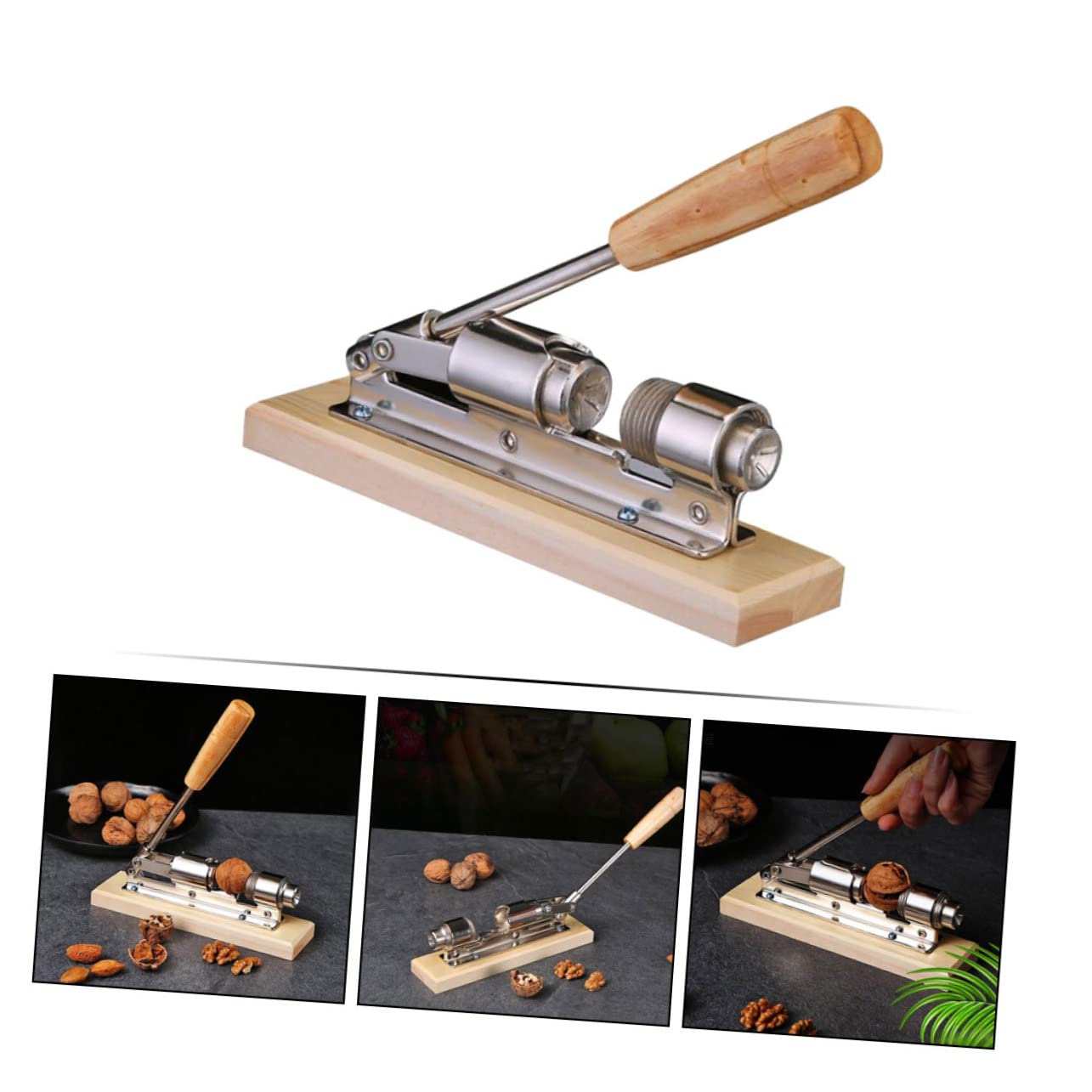 Casse-Noix Mécanique en Acier Inoxydable et Bois 1 Pièce