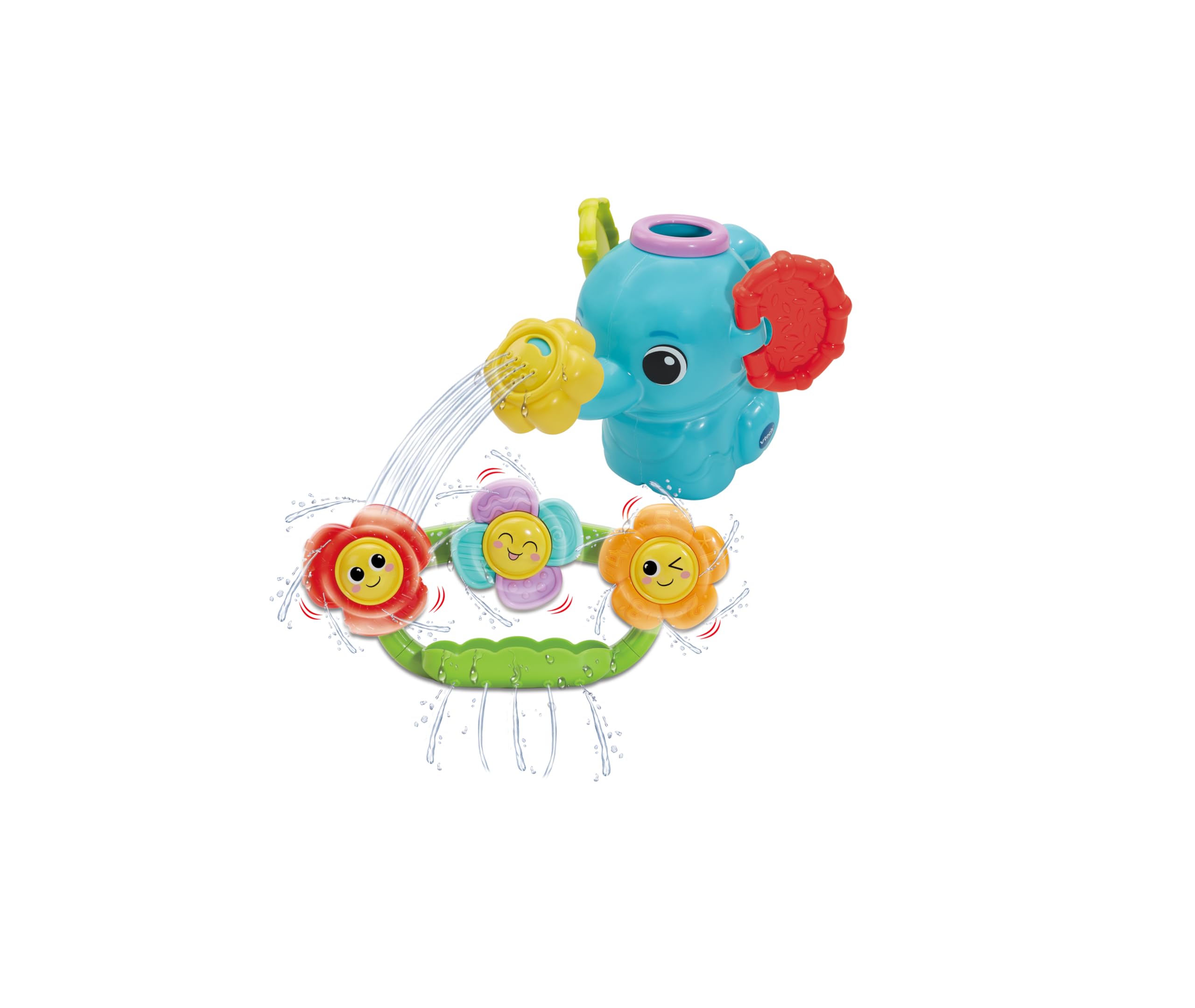 VTech Splash & Spin Bathtime Flowers, Bath Toy, Includes Elephant Watering Can & Spinning Flowers - Image 2