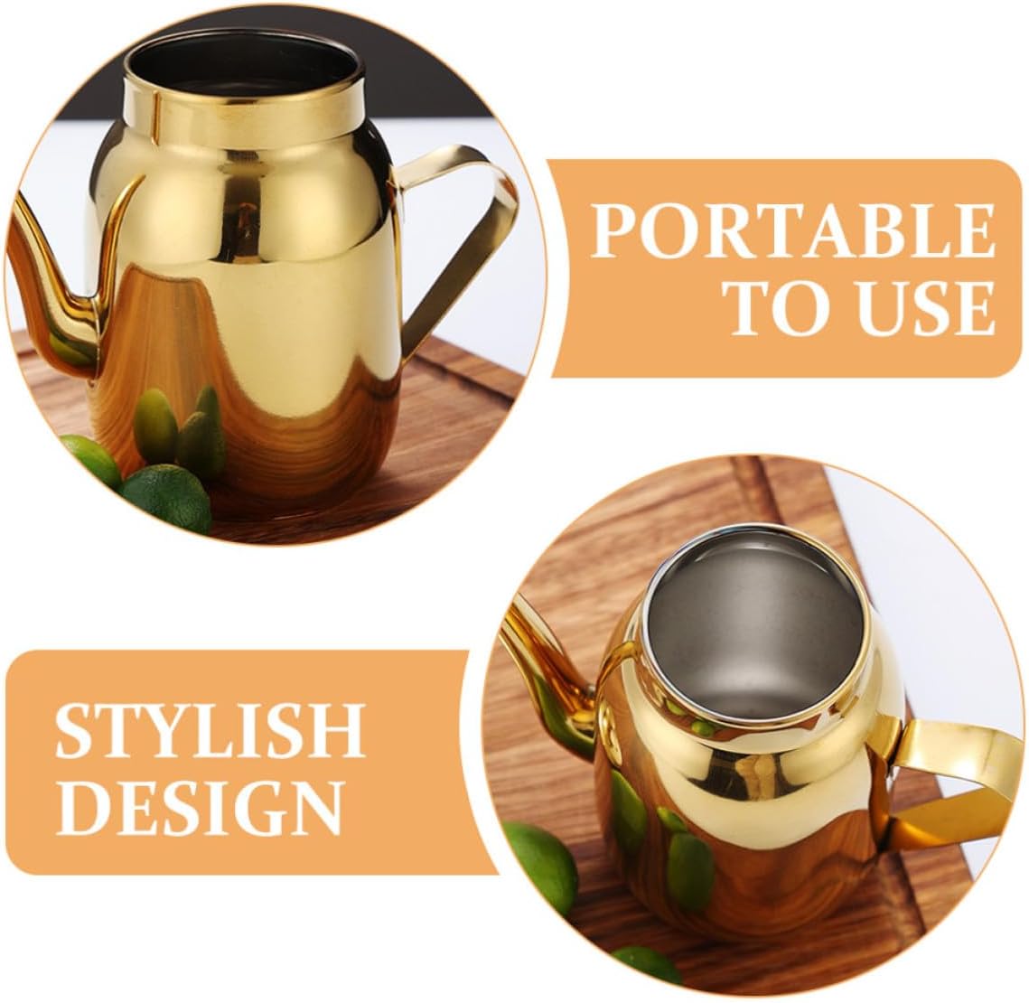 Stainless Steel Oil Dispenser Container 300ml Golden for Olive Oil