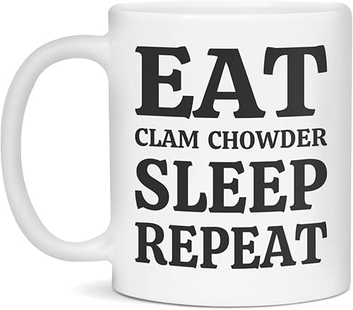 Taza de café divertida con sopa de almejas, 11 onzas, color blanco