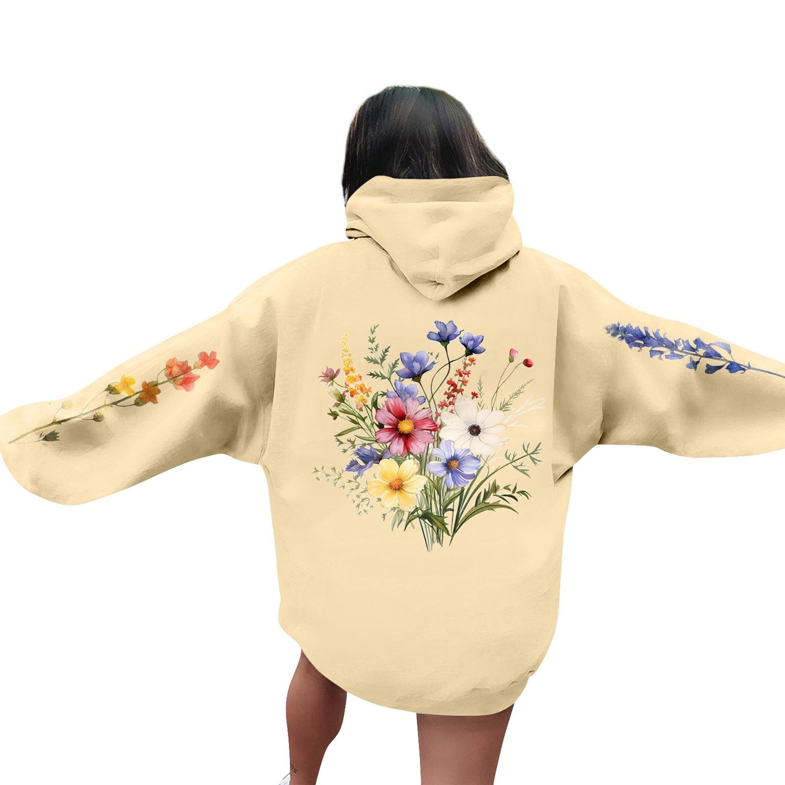 Duberess Women Casual Loose Ethnic Floral Hoodies India-986921