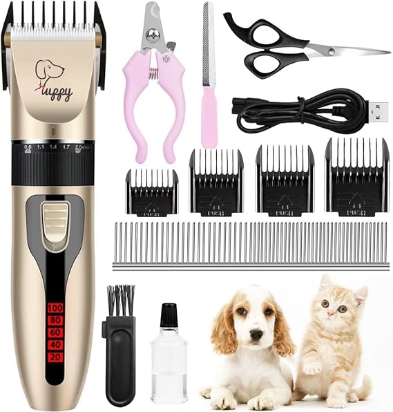 Canine Shaver Clippers Low Noise Rechargeable Cordless Electrical Quiet Hair Clippers Set for Canines Cats Pets-1a