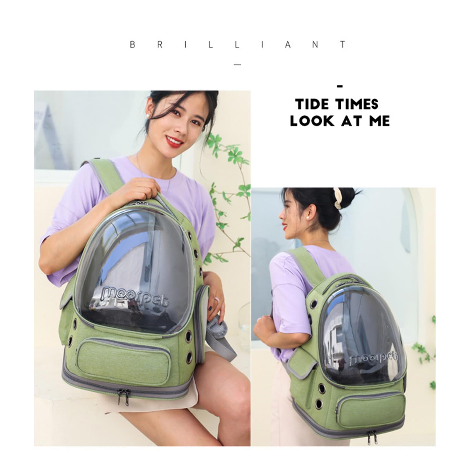 Mochila de burbujas para gatos, mochila transpirable para gatos, gran espacio, transportador de viaje para mascotas para gatitos, perros pequeños de hasta 15 libras, transportador transparente para