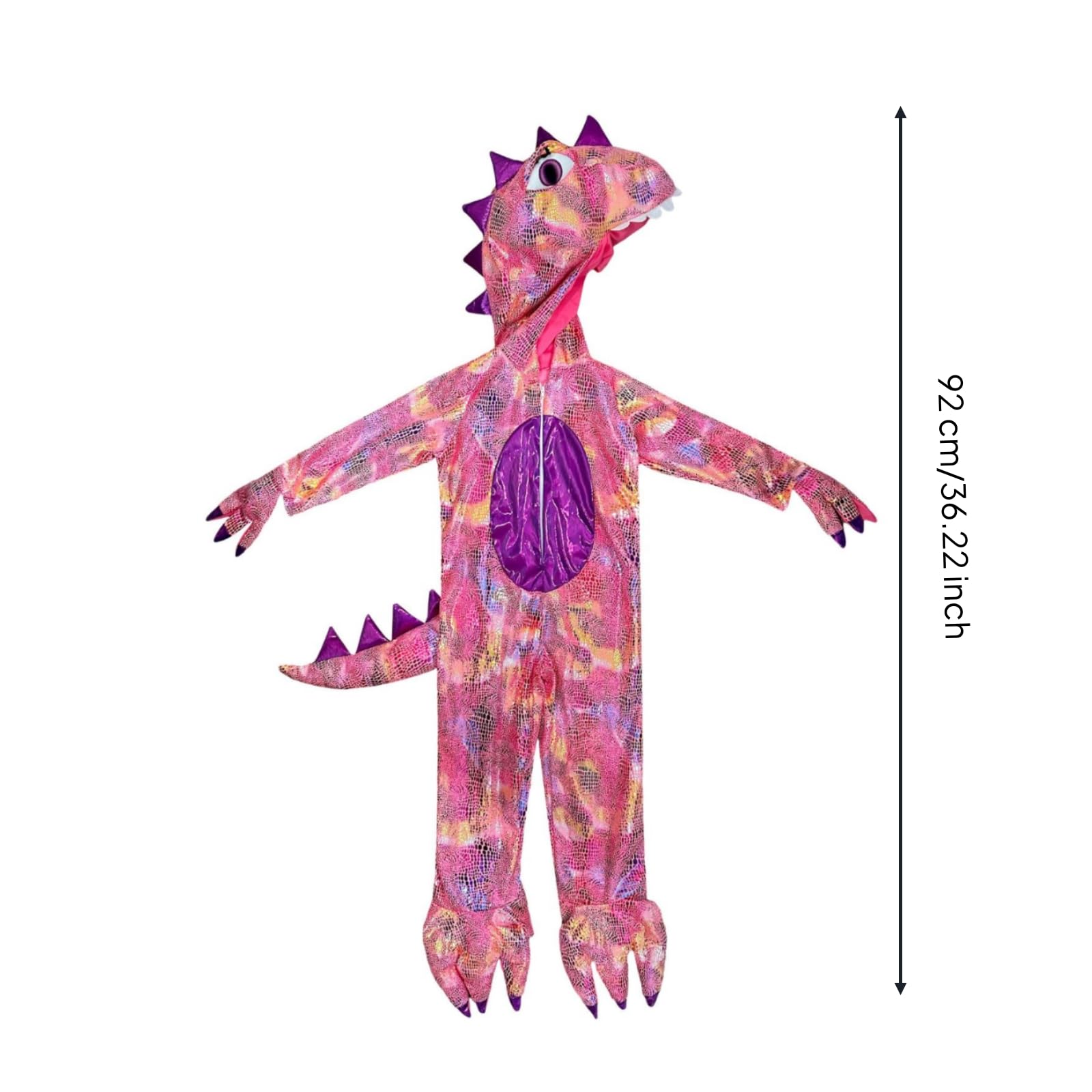 Disfraz Dinosaurio con Capucha Suave Disfraz Dinosaurio Acogedor Traje-Único Capucha para Niñas, Flor De Fuego T-Rex, S