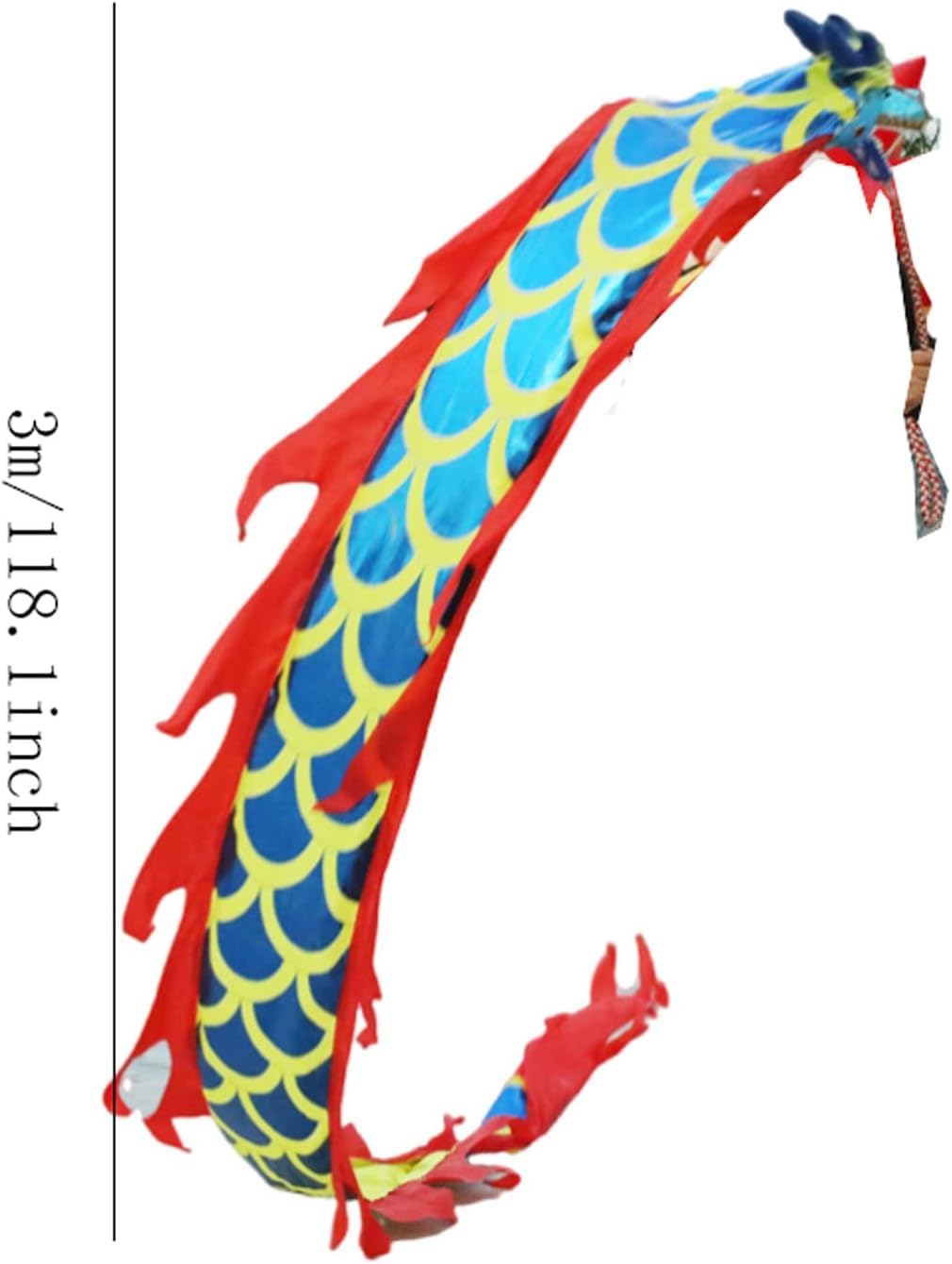 Drago Cinese per Feste Streamer Danza del Drago Cinese Lancio all'aperto Fitness Leone con Testa di e Corda in plastica realistica 3D Feste Cinesi in Italia(Rot)