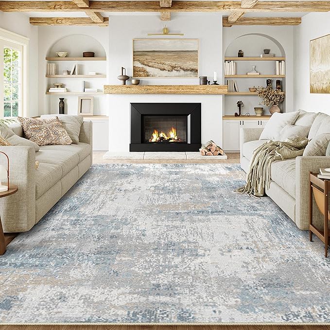 Tapis moderne bleu encre doux anti-glisse pour sécuriser la chambre