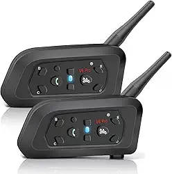 Fone de ouvido intercomunicador V6 Pro com Bluetooth, bidirecional, 1.200 m, sistema de comunicação para esqui, quadriciclos, motocross, para capacetes completos e articulados