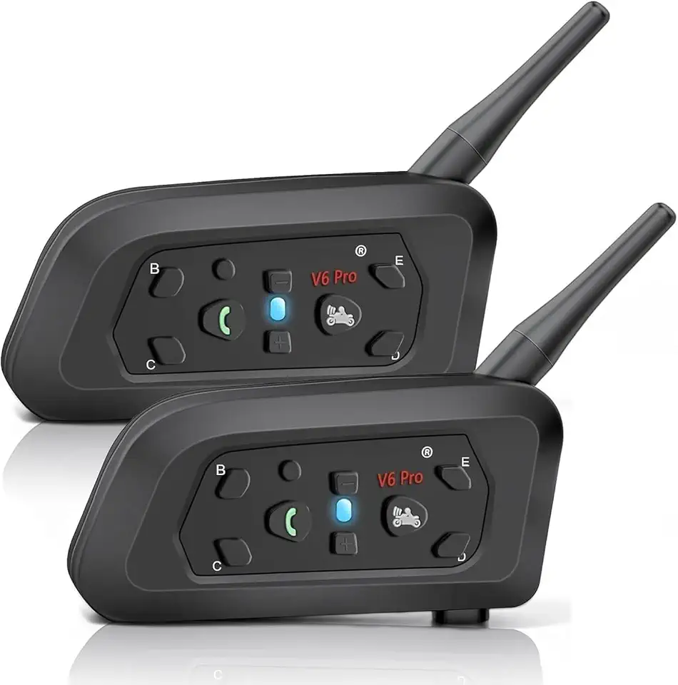 Fone de ouvido intercomunicador V6 Pro com Bluetooth, bidirecional, 1.200 m, sistema de comunicação para esqui, quadriciclos, motocross, para capacetes completos e articulados