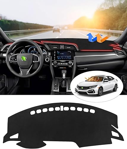 Cartist Cubierta de tablero para Honda Civic Coupé SedánHatchback 2016-2021 cubierta de tablero para accesorios cívicos antideslizante alfombra