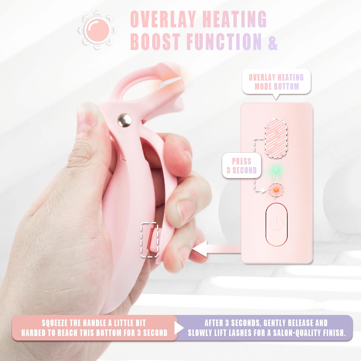 Pinkiou Heated Eyelash Curler for Women,Fast Heat up,Electric Eyelash Curler with Color-Changing Silicone Pad & Overlay Heating, USB-C Rechargeable,2 Temperature Control,Long-Lasting Lash Curler
