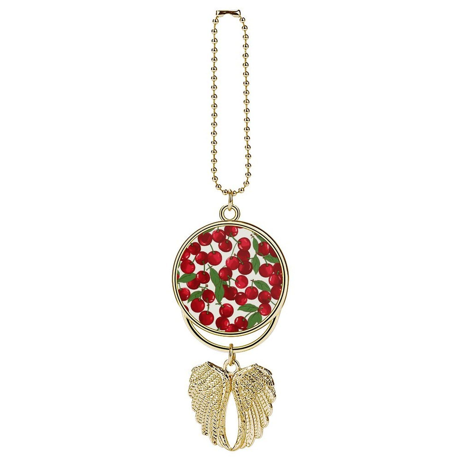 Red Cherries Car Pendant Hanging Swing Auto Rear View Mirror Hanging Car Rear View Mirror Charm Truck Hanger Ornament Charm for Car Rear View Mirrors Accessories