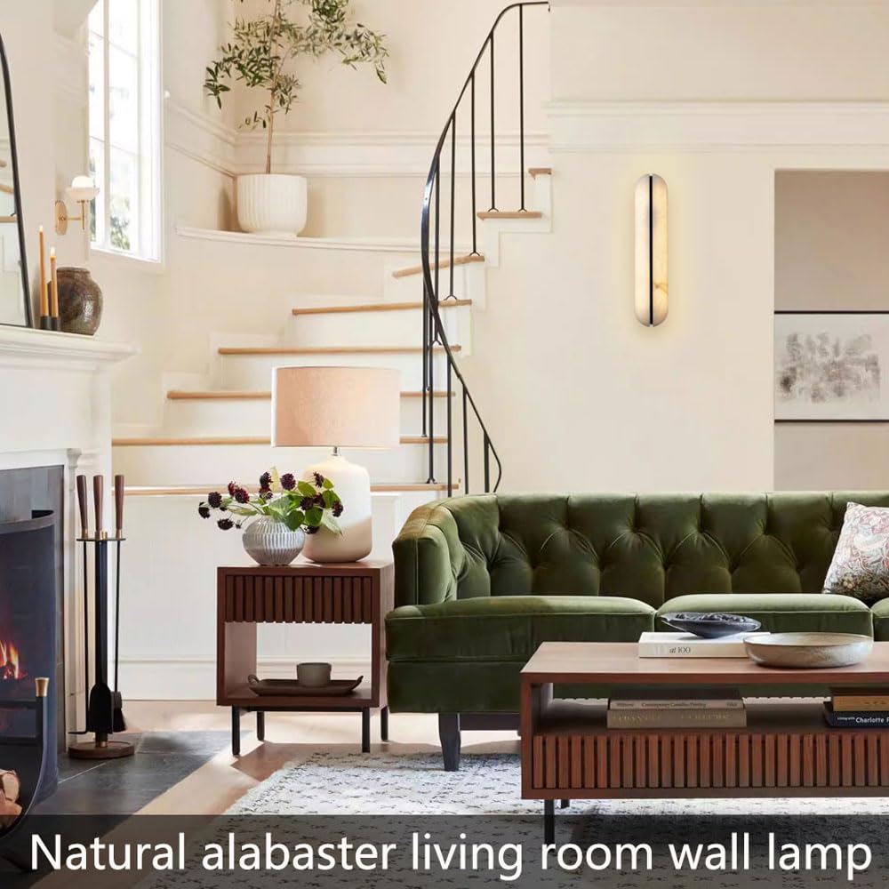 Aplique de pared alabastro estilo nórdico, lámpara mármol natural, aplique negro con fuente luz, accesorios iluminación montados en la for restaurante, dormitorio, sala estar, escaleras
