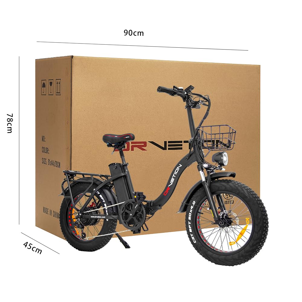 CT20 Pro Folding Electric Bike for Adults, 20" Fat Tire Ebike, 250W Motor, Removable 48V Samsung Battery, Oil Disc Brakes, Front Suspension, 25km/h Assisted Speed