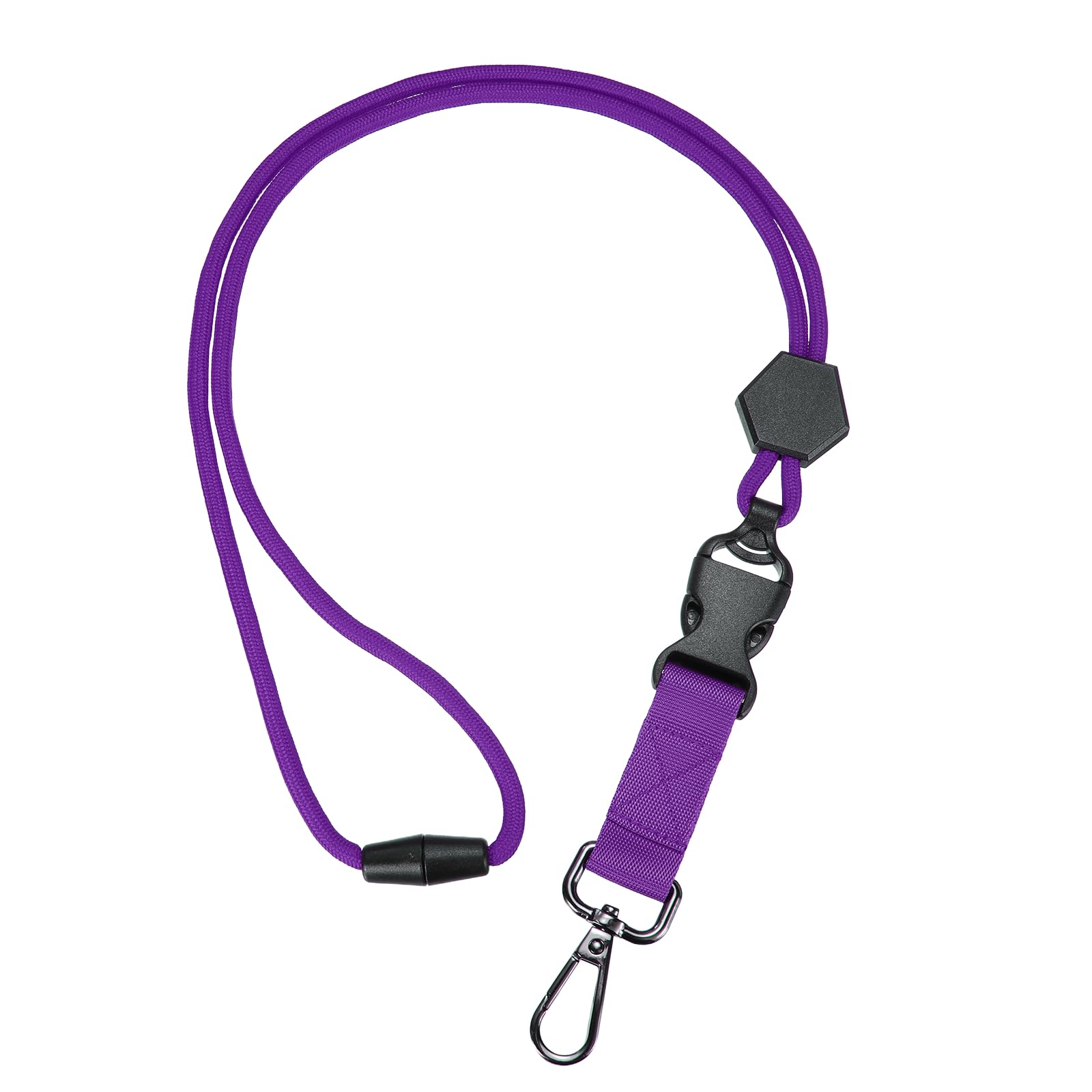 PATIKIL Breakaway Lanyard for ID Badges, Heavy Duty Neck Key Lanyard with Safety Adjustable Buckle and Metal Clip Detachable Hexagonal Cord Keychain for Card Key Badge, Purple — image 1