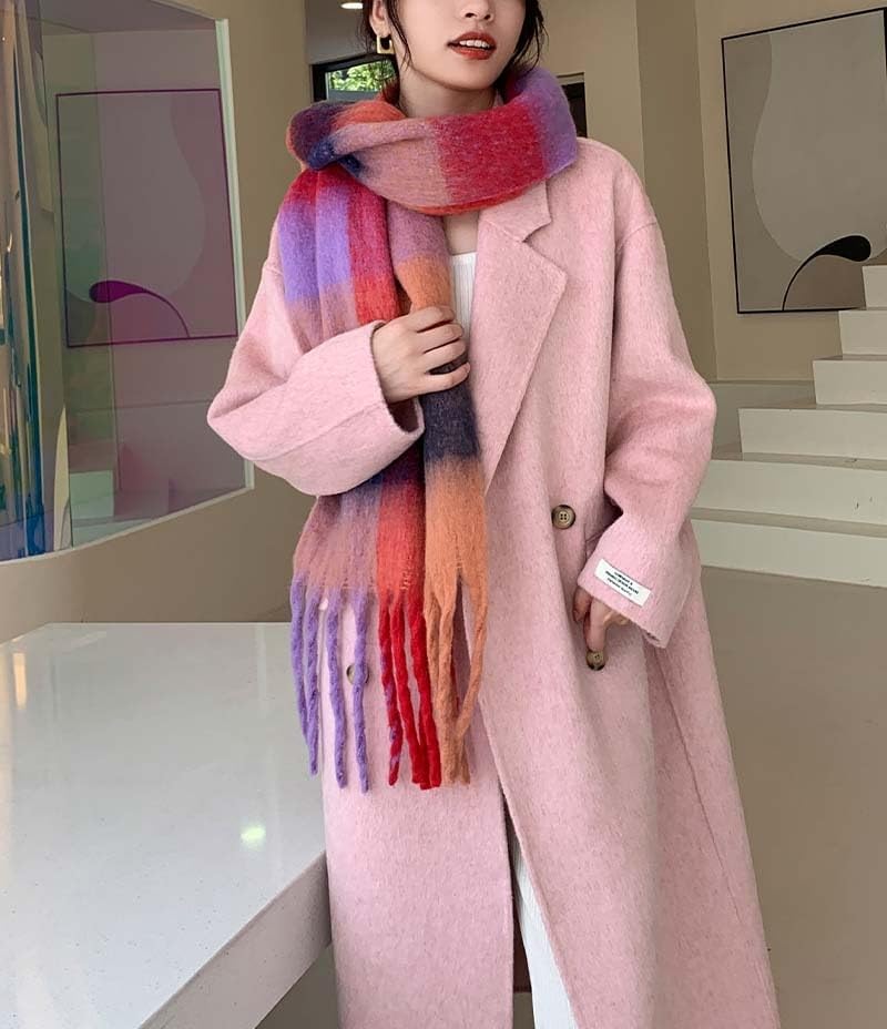 Chunky Scarf for Women Winter Plaid Thick Warm Long Shawl Wraps Cold Weather Big Christmas Fashion Blanket Scarves - Image 6