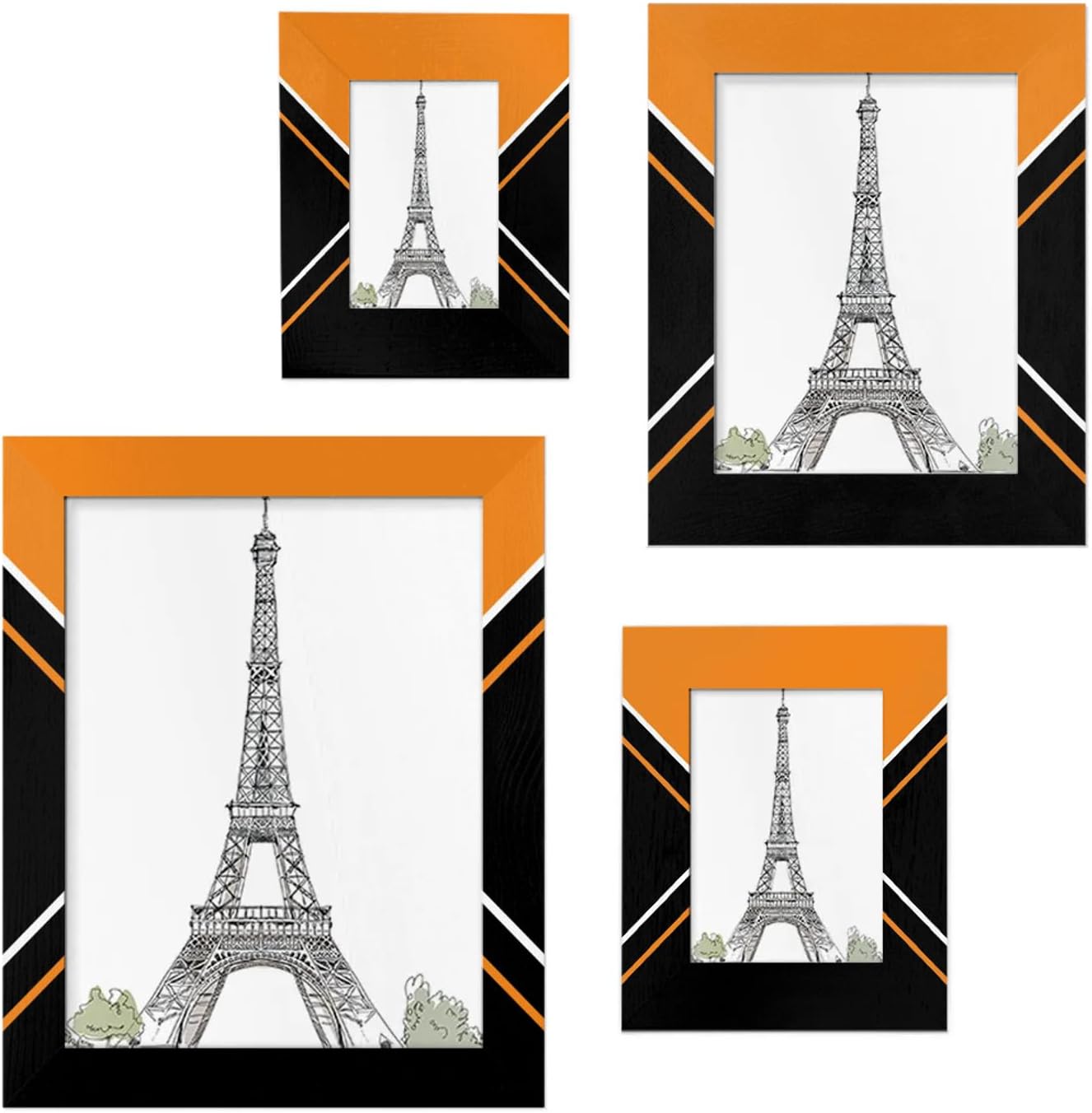 5x7 Wooden Picture Frame Fashion Patchwork Color Photo Frame Wall Mounting or Standing Table Top Orange Black Photo Frames for Family farmhouse Studio Hotel Art Decoration