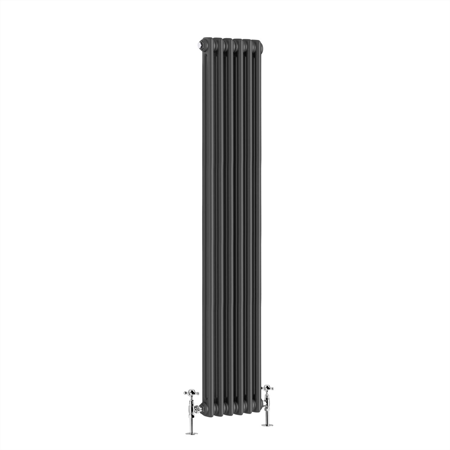 Warmehaus - Traditional Cast Iron Style Anthracite Double Column Vertical Radiator 1800 x 290mm - Perfect for Bathrooms, Kitchen, Living Room