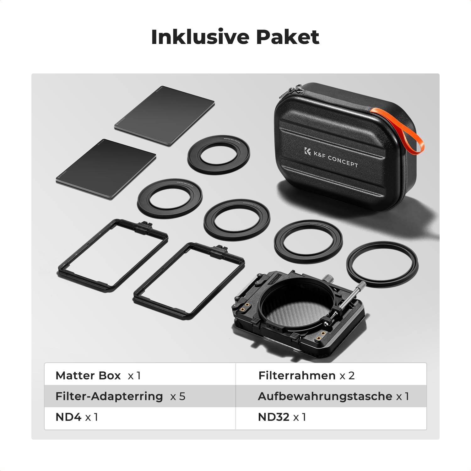 K&F Concept Kit Matte Box mit ND4 ND32 4 x 5.65 Filter für DSLR und spiegellose Kameras – Bild 7