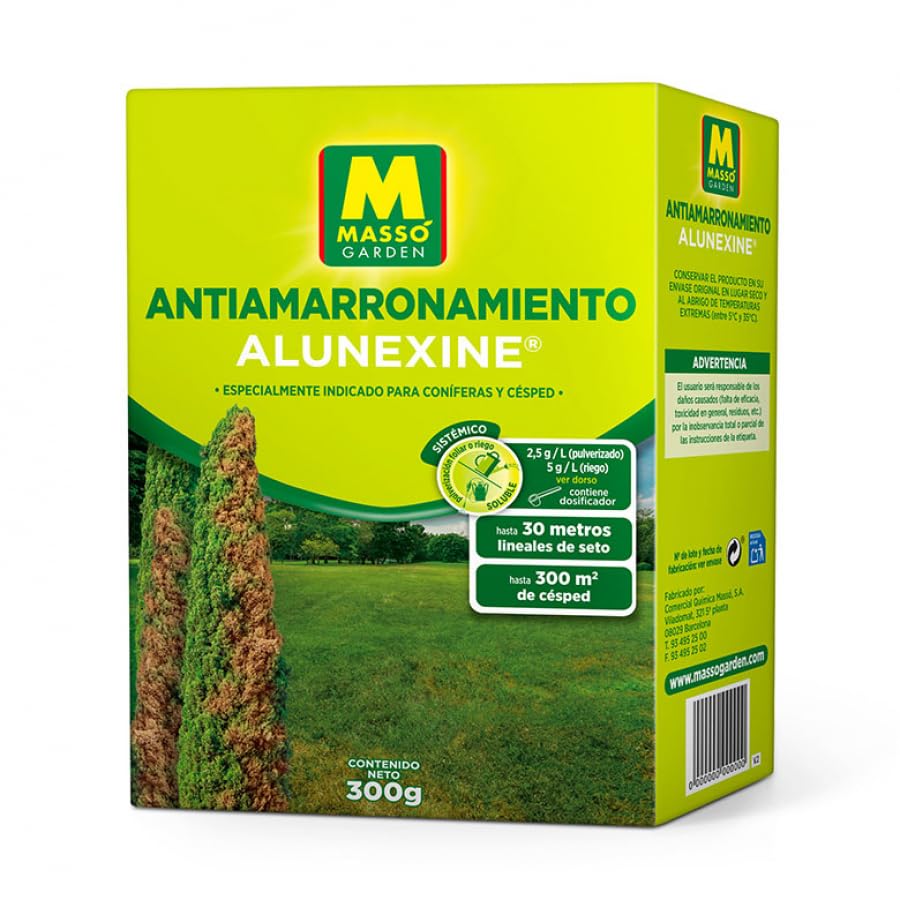 Antiamarronamiento Plantas y Arboles Alunexine Massó Garden 300 g | Abono Soluble Potasio Para Setos de Coníferas, Cipreses, Césped y Plantas Ornamentales | Favorece Raíz | Nexum Market