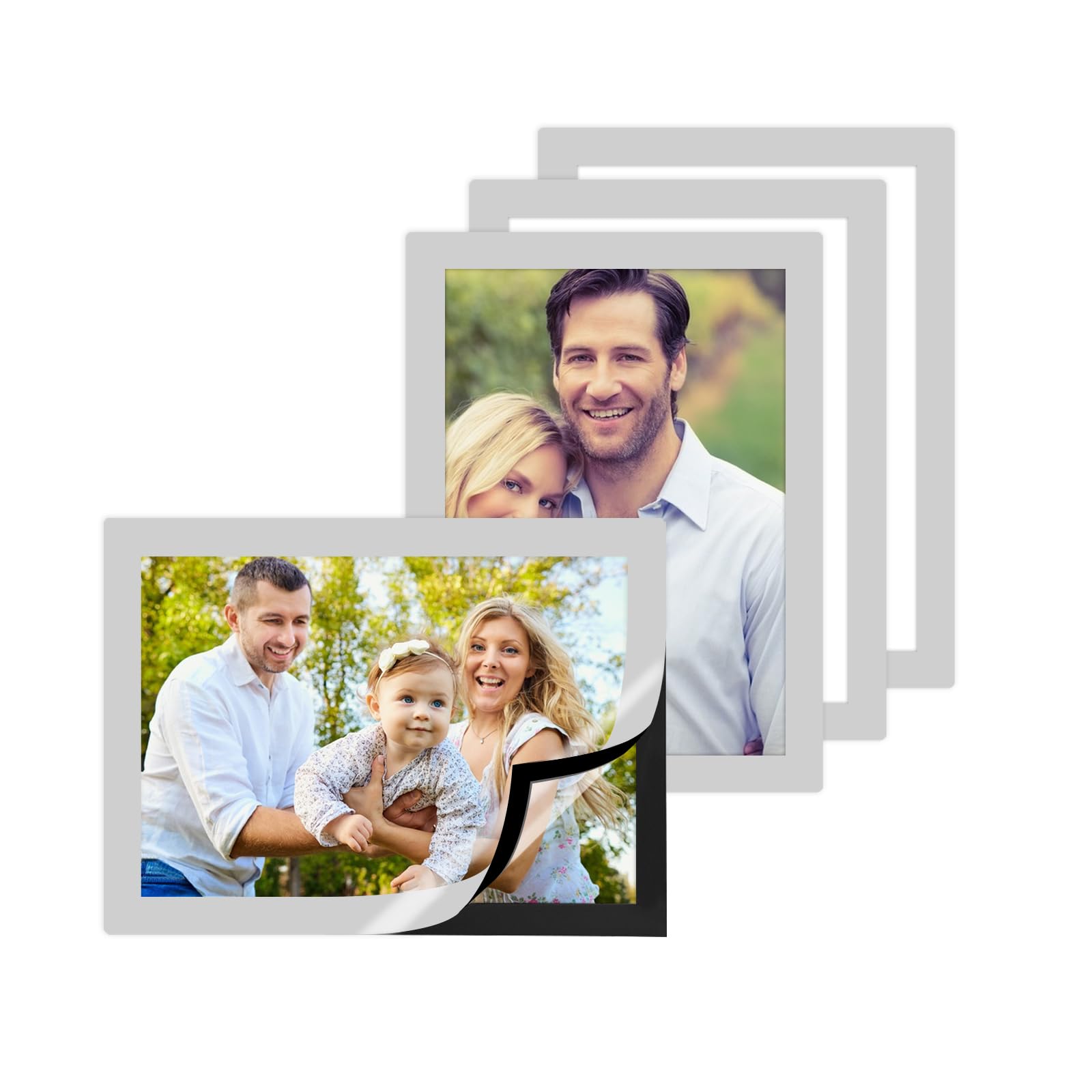 JINTANG A5 Magnetic Picture Frames 6x8in, 4 PCS Self-Stick Magnetic Sign Holder, a5 Magnetic Photo Frame for Adults Kids Photos,Paintings,Notice,Picture Display Clip,Home Wall Office Decor(Clear Look)