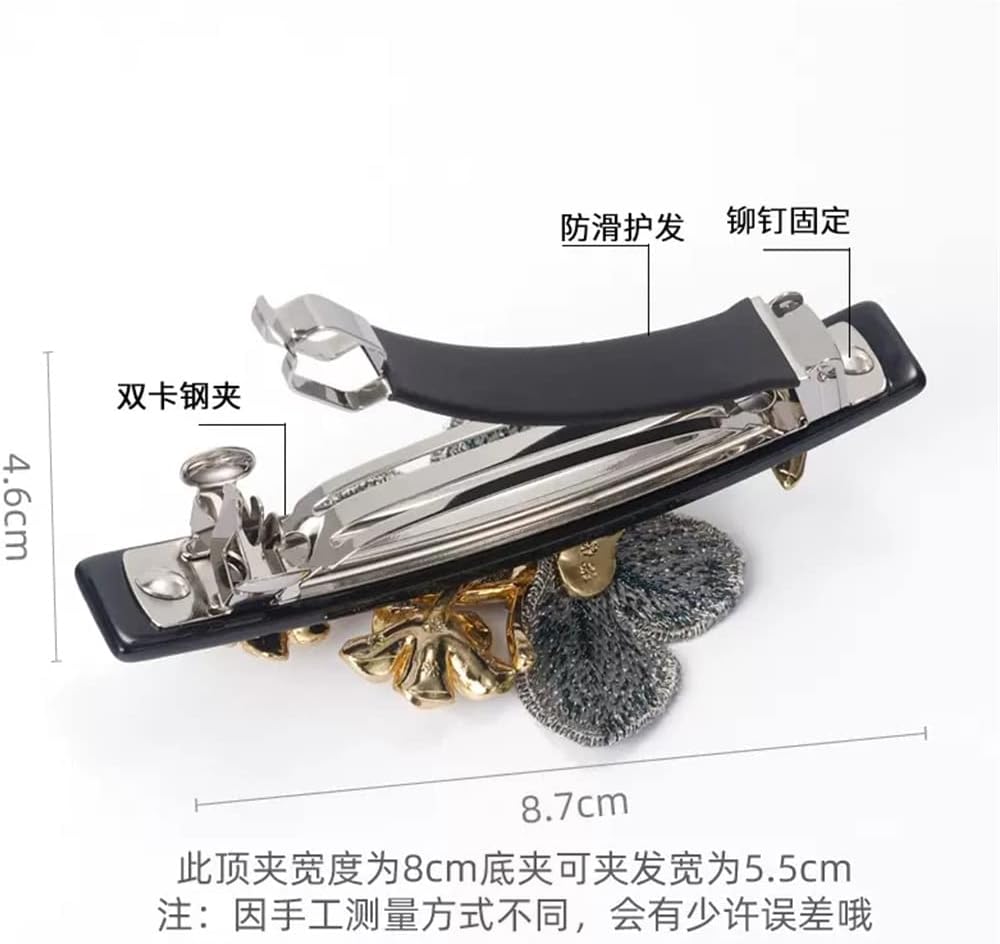 女性のヘアクリップ刺繍髪飾りクリップトップクリップ後頭部ヘアカードクリップ大人の頭飾り (Color : B, Size : As