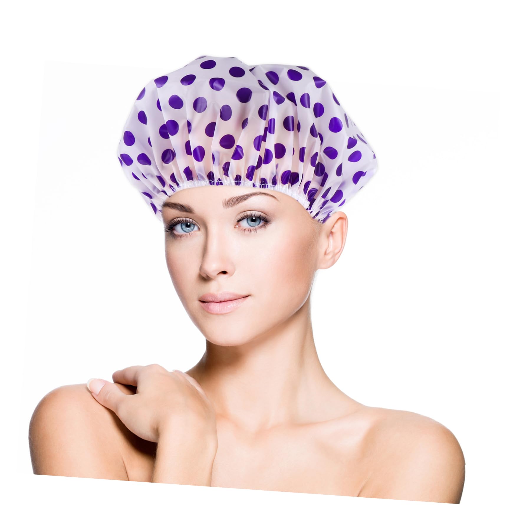 Healvian 12piezas Gorro Ducha Reutilizable Para Mujeres Gorro De Baño De Pevas Estampado De Puntos Cómodo y Duradero Para Spa y Ducha