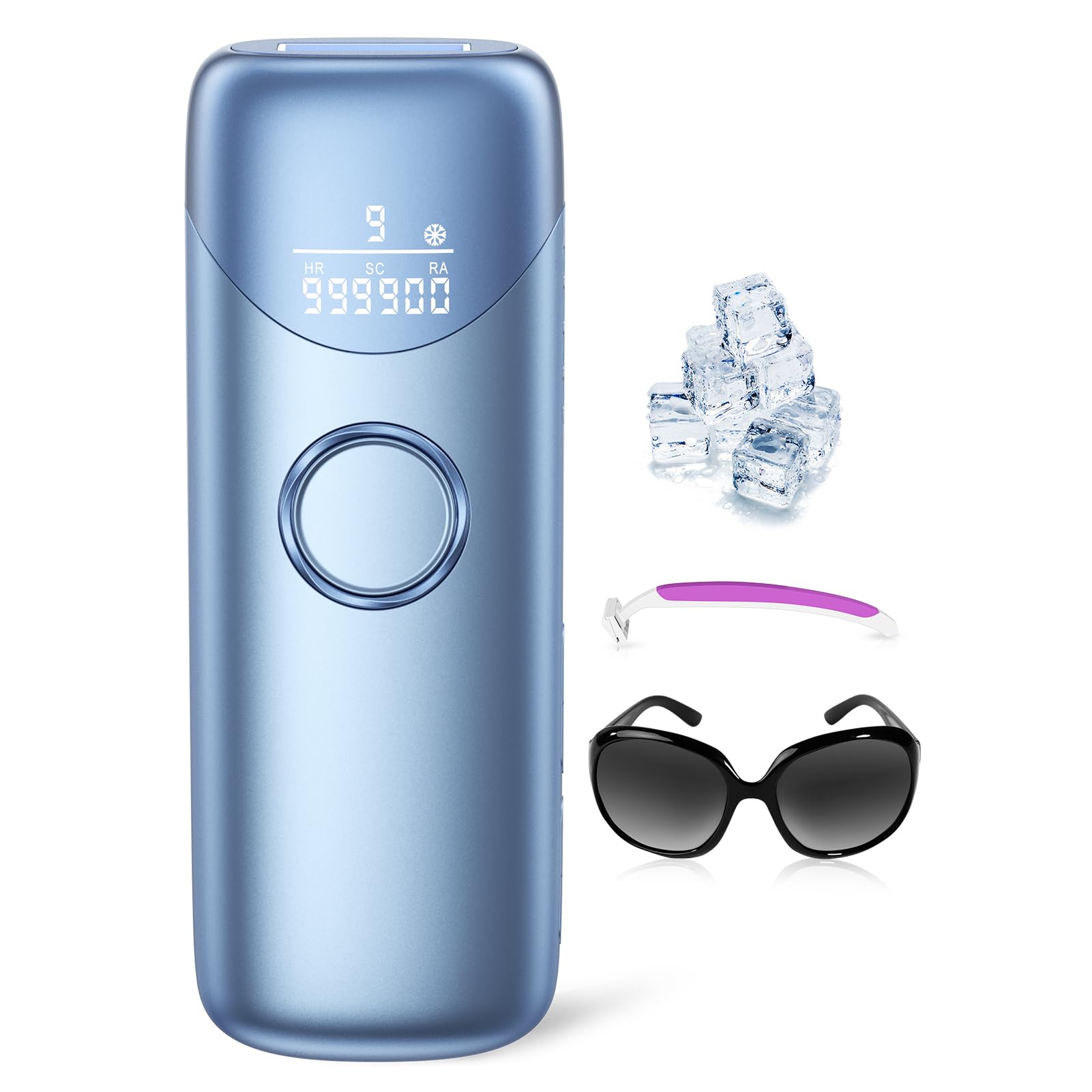 3 en 1 Depiladora Laser IPL con Función de Enfriamiento，Depiladora Luz Pulsada con 600NM Luz Roja, 9 Nivel de Energía, Max 19.8J, 999.900 Luz Pulsada para Bikini, Axilas, Cara, Cuerpo