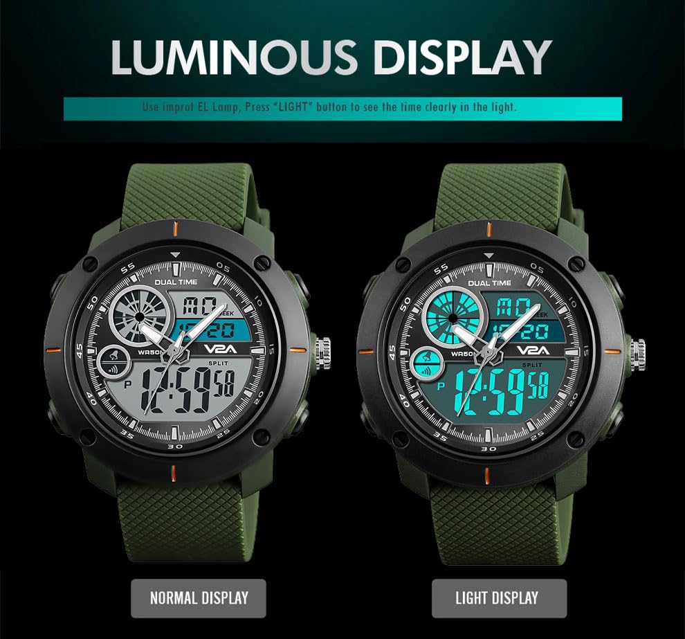 V2A S-Shock Military Green Analog Digital Watch - Image 6