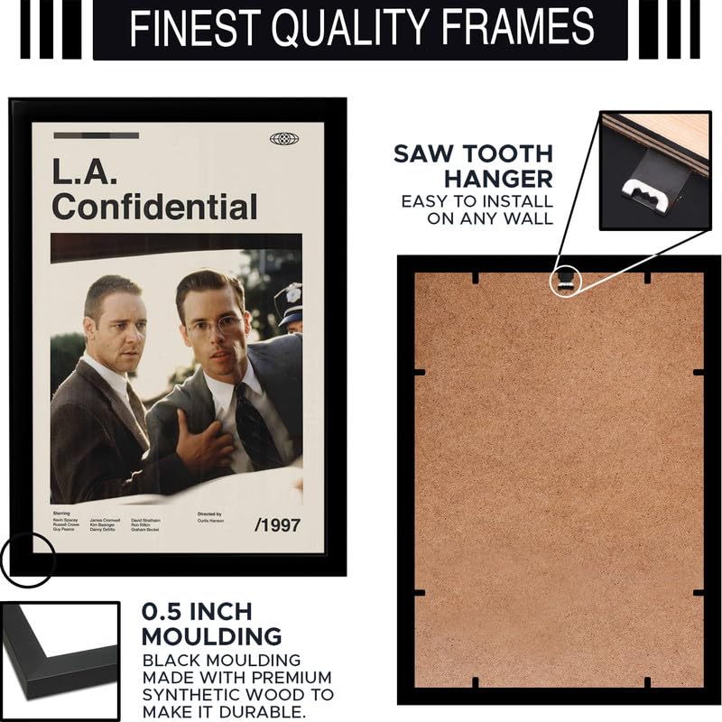 Image of BLINKART La Confidential Movie Poster Frame 8x12 Inch | Premium 300 GSM Paper Wall Print | Mid Century Vintage Film Artwork for Home, Bedroom, Living Room, Office | Framed Photo Decor
