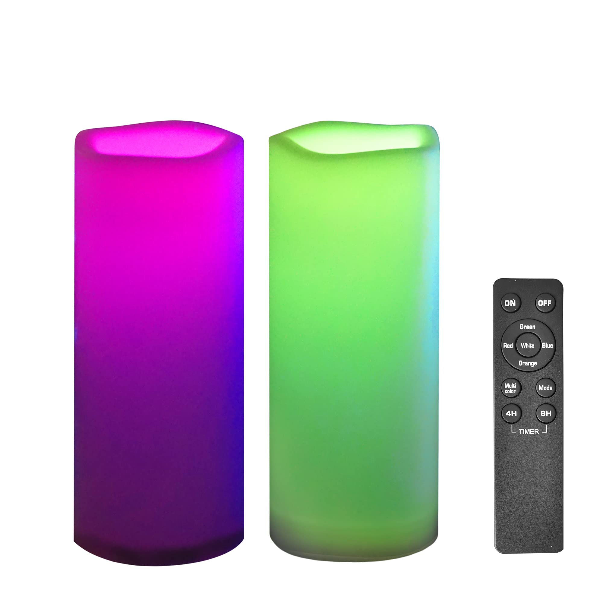 Waterproof Outdoor Color Changing Flameless Candles Remote Timer White Realistic Flickering Battery Operated Electric LED Pillars for Wedding Christmas Decoration Teen Girls 3”x8” 2PCS