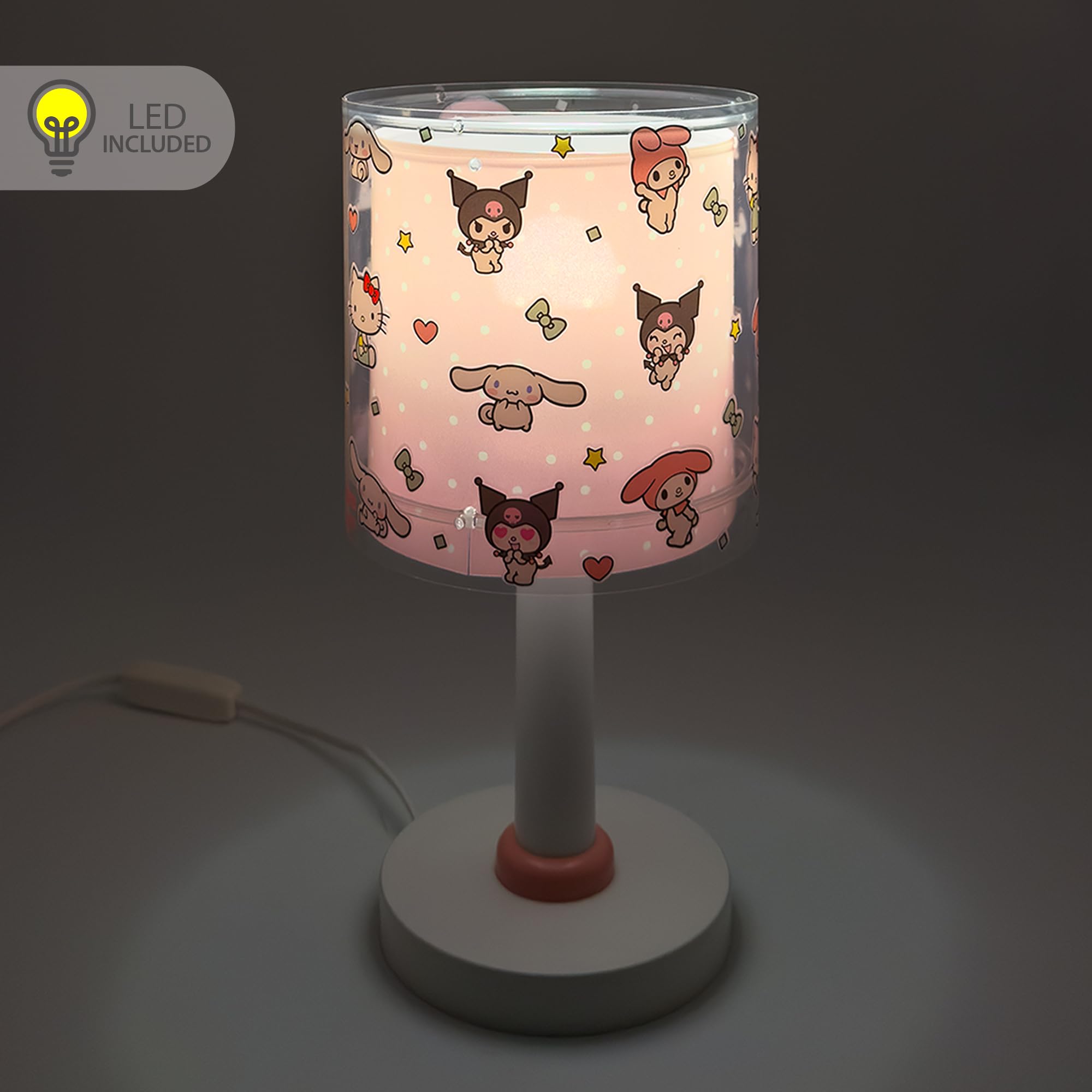 Dalber Lámpara Infantil de Mesilla Hello Kitty & Friends 41251 G4 | Lámpara infantil de mesa o mesita; G4 4W LED - Bombilla incluida; Luz Quitamiedos