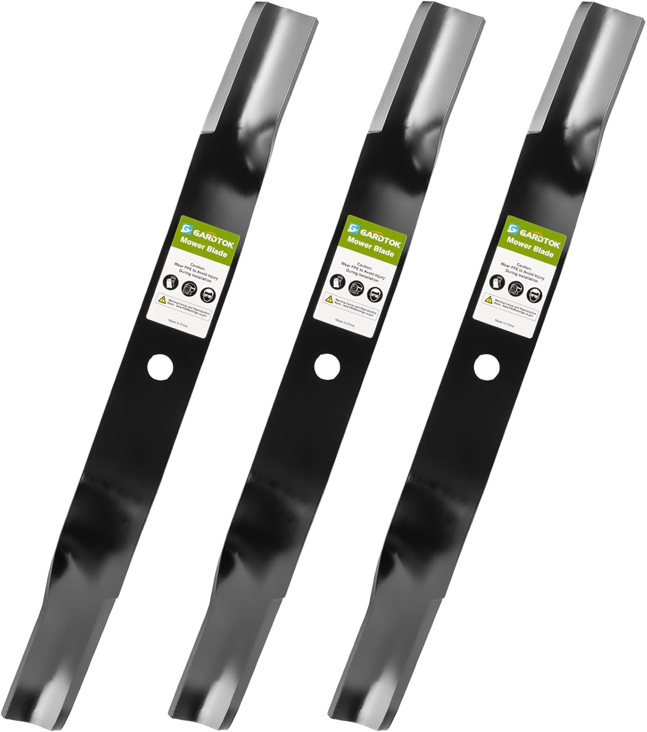 Set of 3 Left Hand CCW Mower Blades 20.2" Replacement for Woods 6950KT 31359 23825, Fits 60" L59 L306 RM59 Deck, Counter-Clockwise Rotation, 0.63" Center Hole