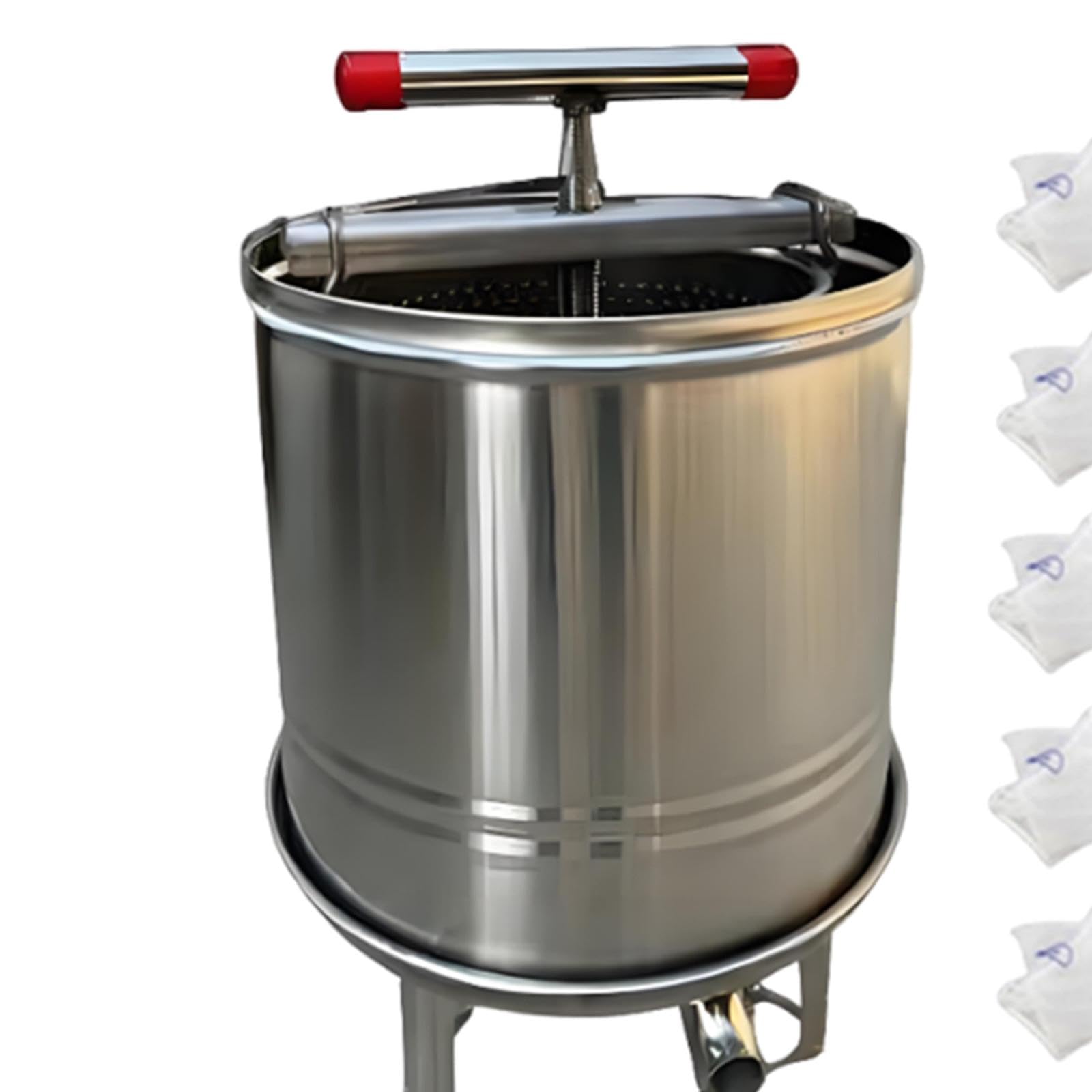 Máquina de prensado de Miel, Accesorios para elaboración de Vino, trituradora Multifuncional, Prensa de Vino de Frutas para vinaza, Jugo, Aceite y, 5 Bolsas de Filtración